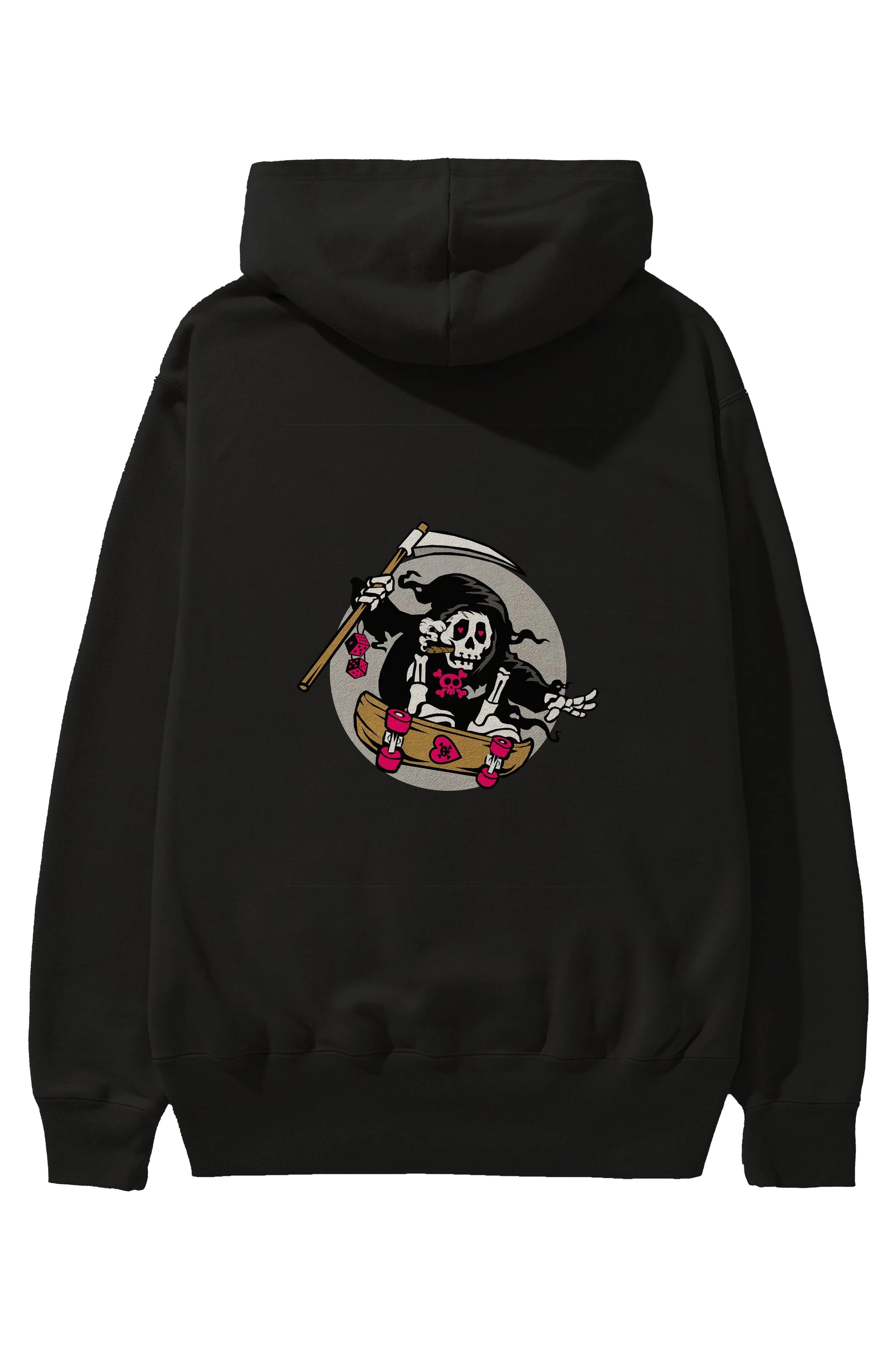 Grim Skater Arka Baskılı Hoodie Oversize Kapüşonlu Sweatshirt Erkek Kadın Unisex