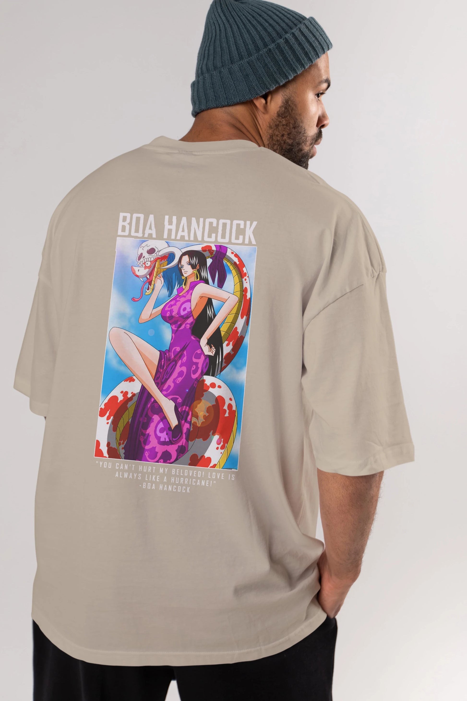 Boa Hancock Anime Arka Baskılı Oversize t-shirt Erkek Kadın Unisex %100 pamuk tişort