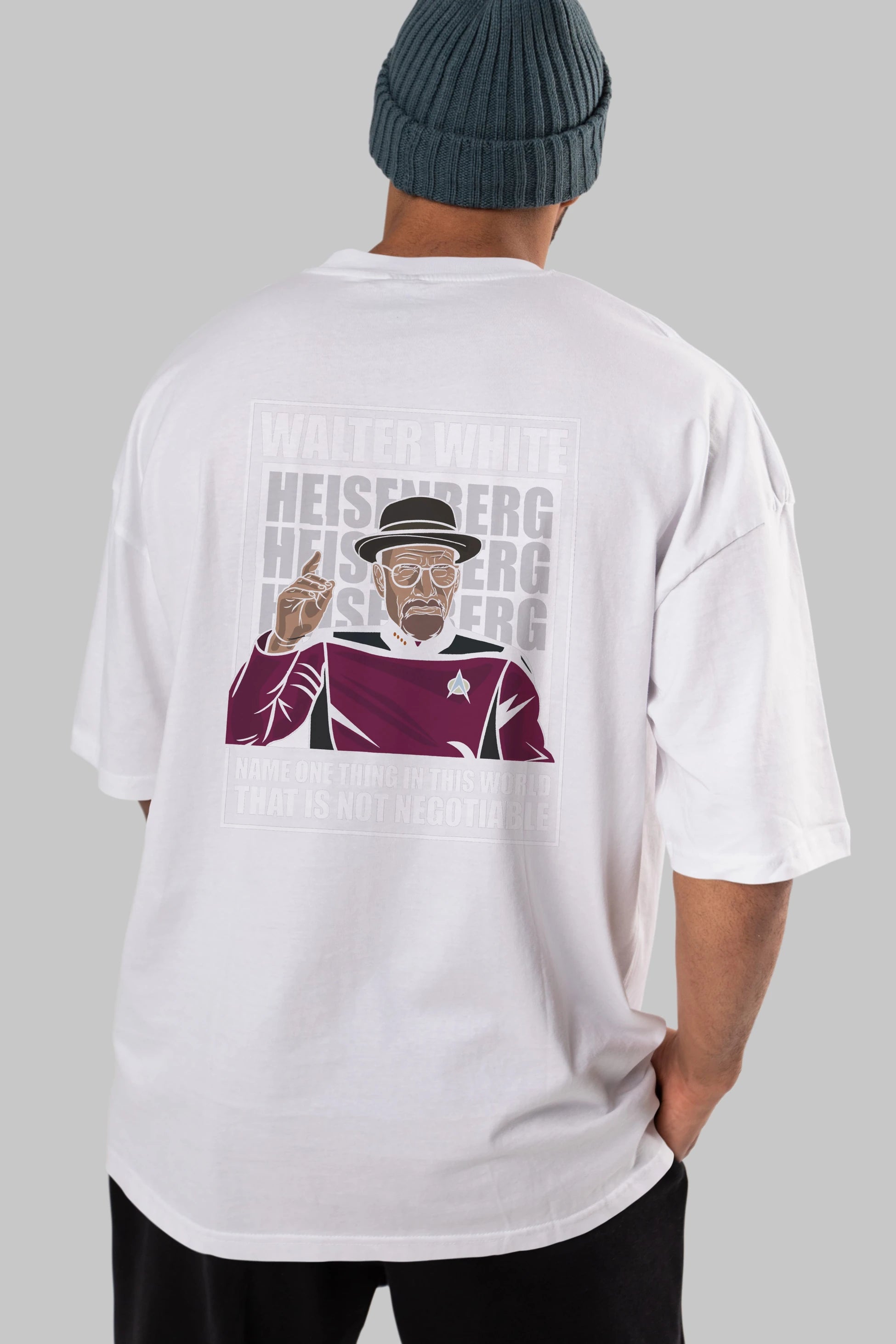 Captain Pixard Heisenberg Arka Baskılı Oversize t-shirt Erkek Kadın Unisex %100 Pamuk tişort