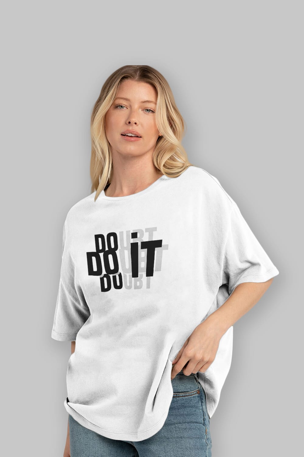 Do it Yazılı Ön Baskılı Oversize t-shirt Erkek Kadın Unisex