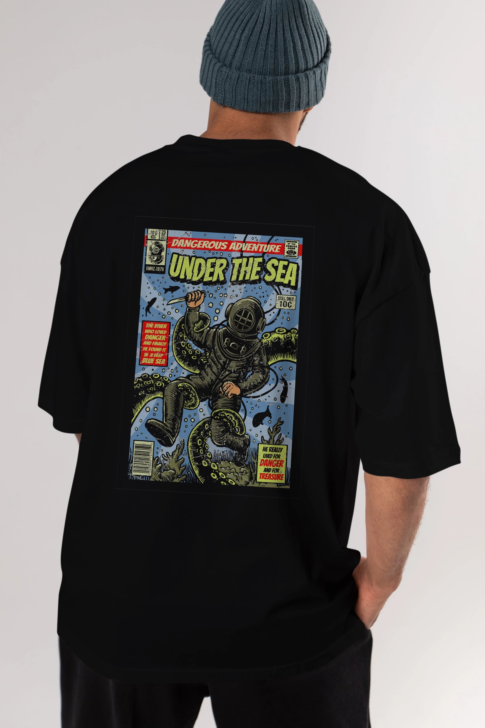Under The Sea Arka Baskılı Oversize t-shirt Erkek Kadın Unisex %100 Pamuk