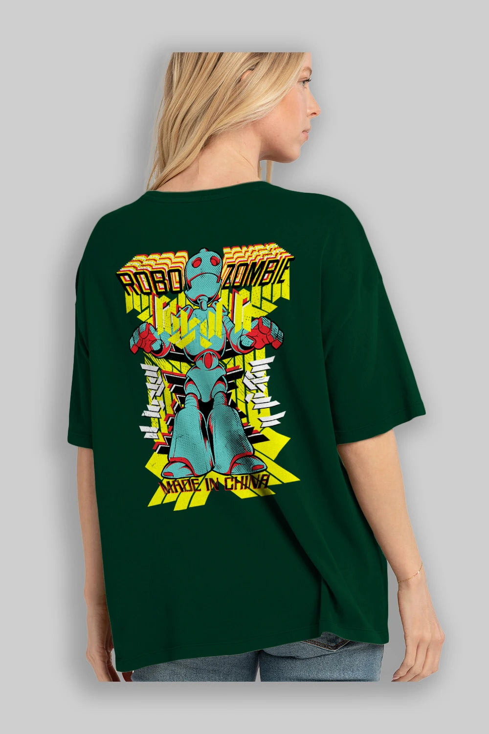 Robo Zombie Arka Baskılı Oversize t-shirt Erkek Kadın Unisex
