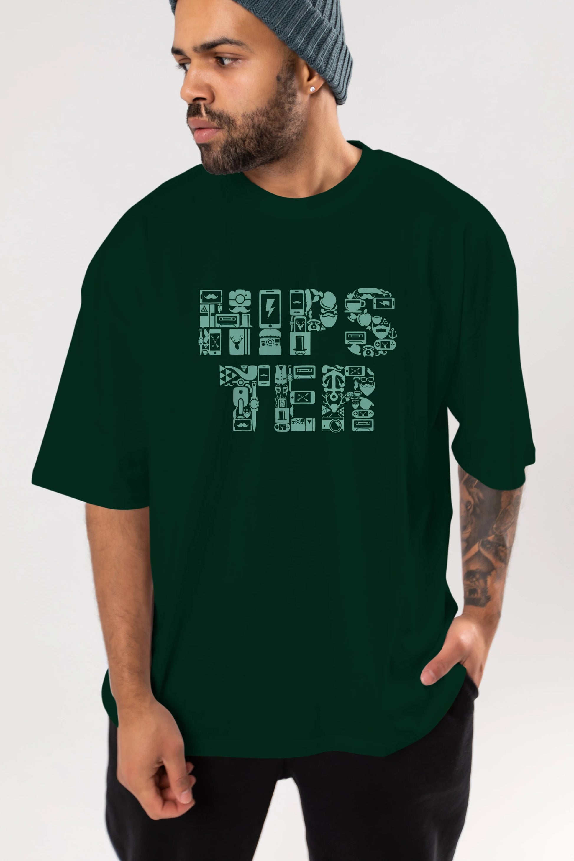 HIPSTER Ön Baskılı Oversize t-shirt %100 pamuk Erkek Kadın Unisex