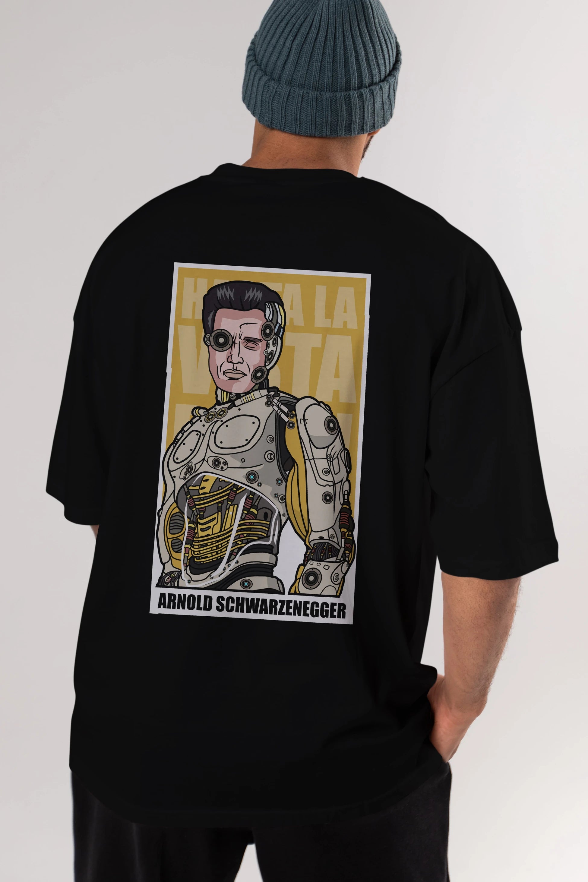 Arnold Robot Human Arka Baskılı Oversize t-shirt Erkek Kadın Unisex %100 Pamuk tişort