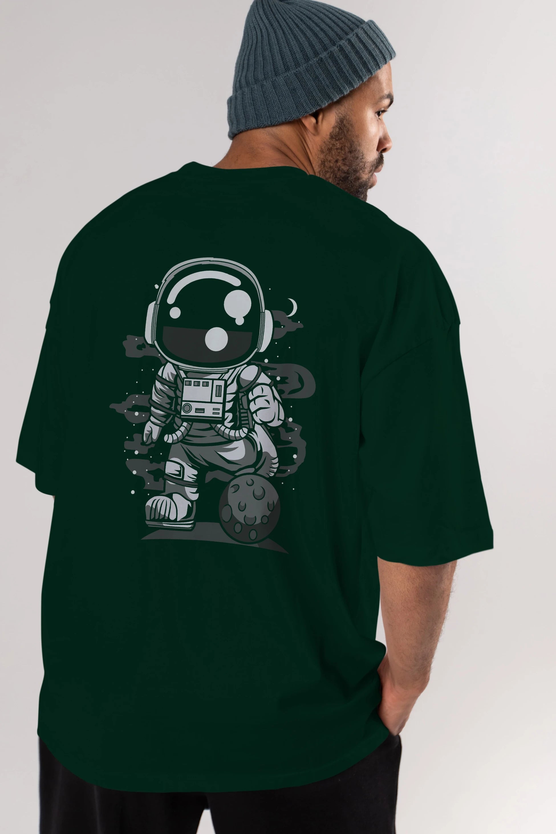 Astronaut Soccer Arka Baskılı Oversize t-shirt Erkek Kadın Unisex