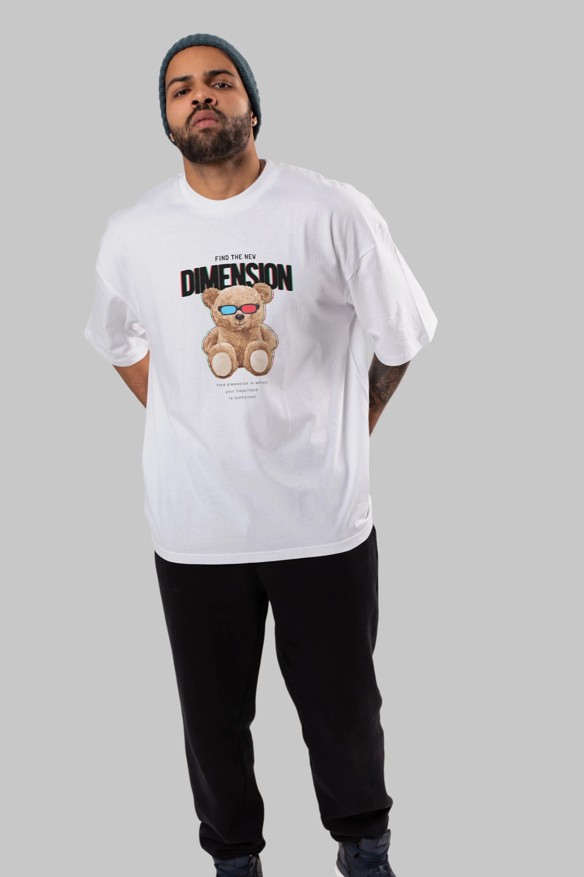 Teddy Bear Dimension Ön Baskılı Oversize t-shirt Erkek Kadın Unisex %100 Pamuk