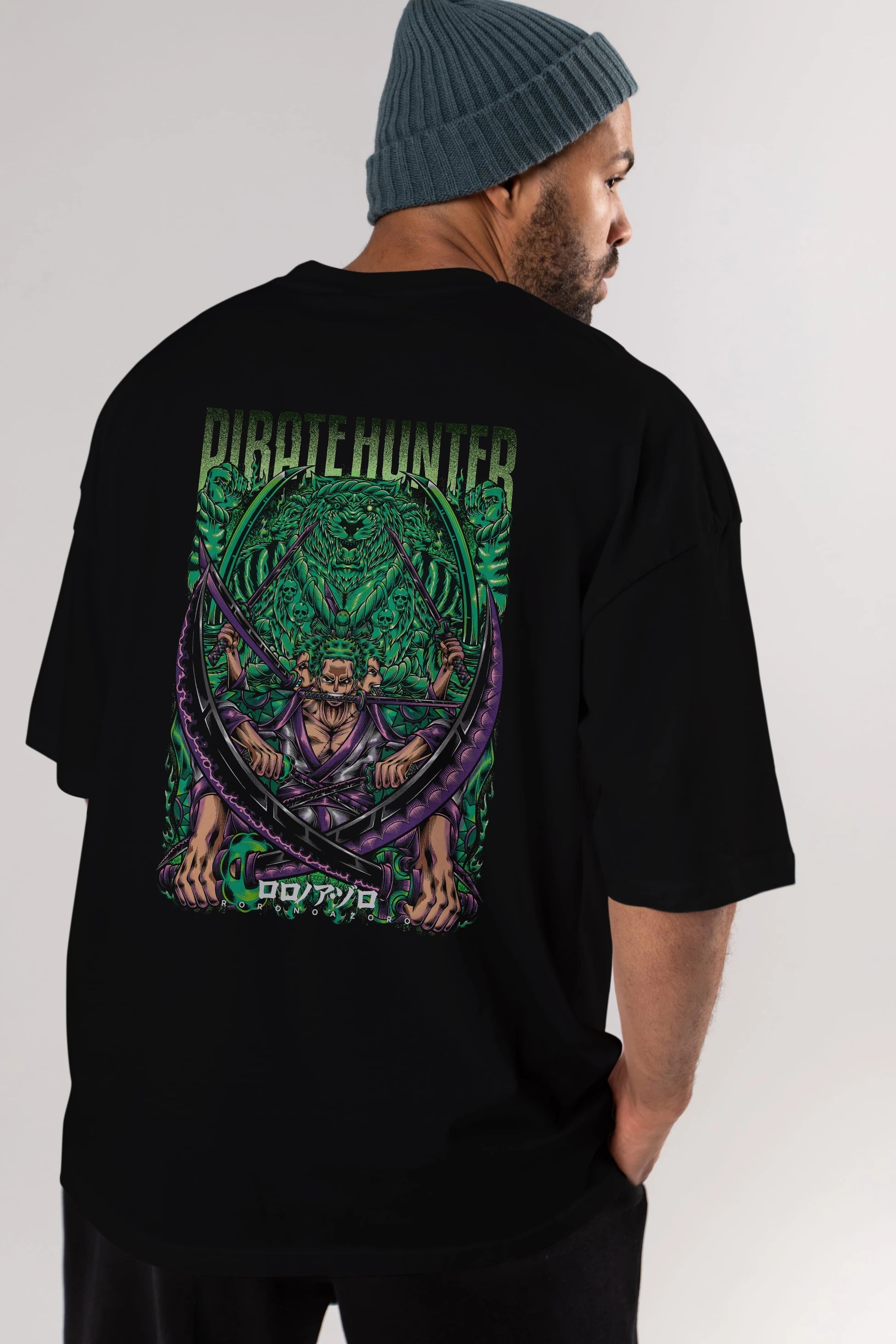 RORONOA ZORO 3 Anime Arka Baskılı Oversize t-shirt Erkek Kadın Unisex