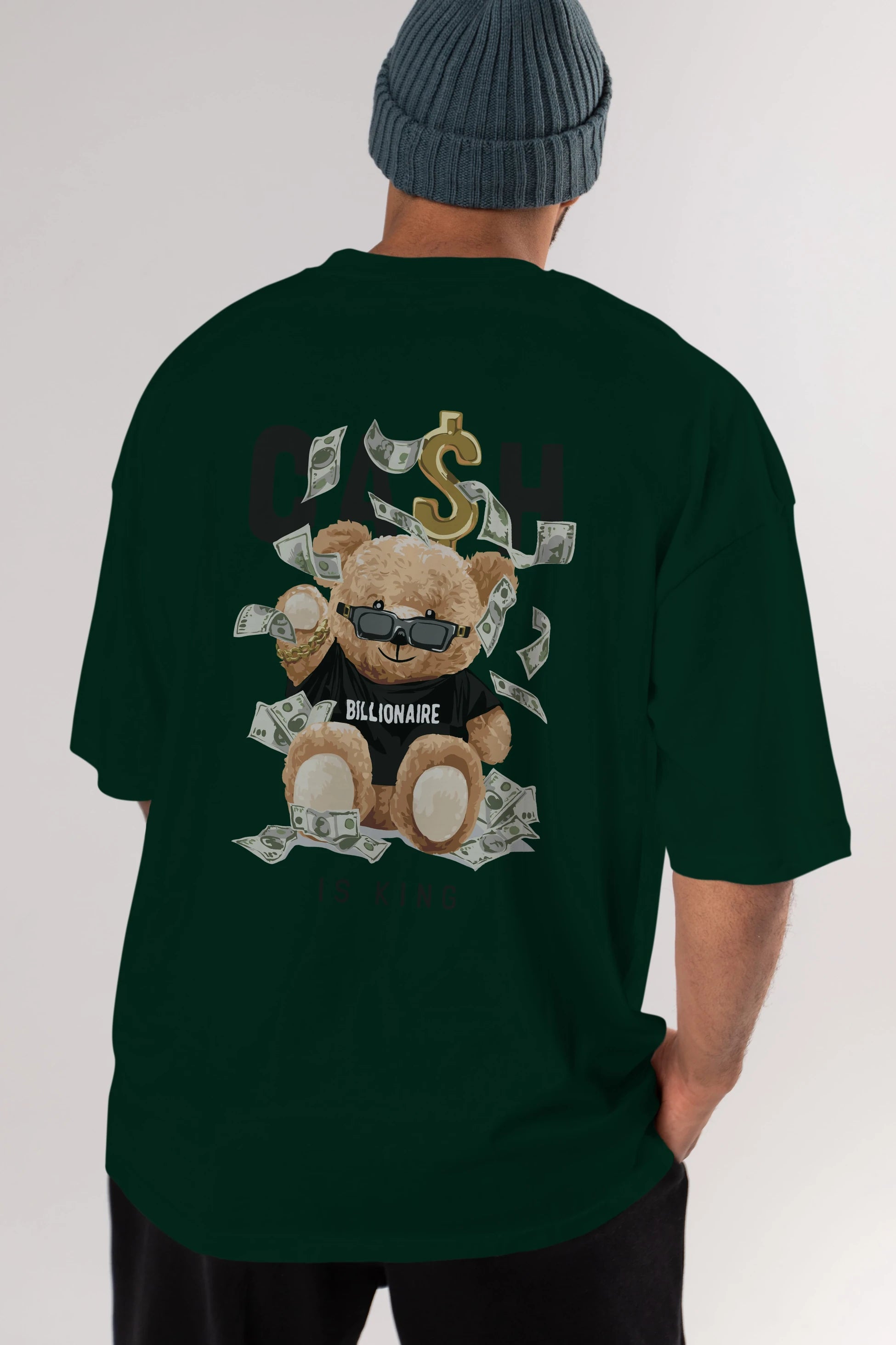 Teddy Bear Billionaire Arka Baskılı Oversize t-shirt Erkek Kadın Unisex %100 Pamuk