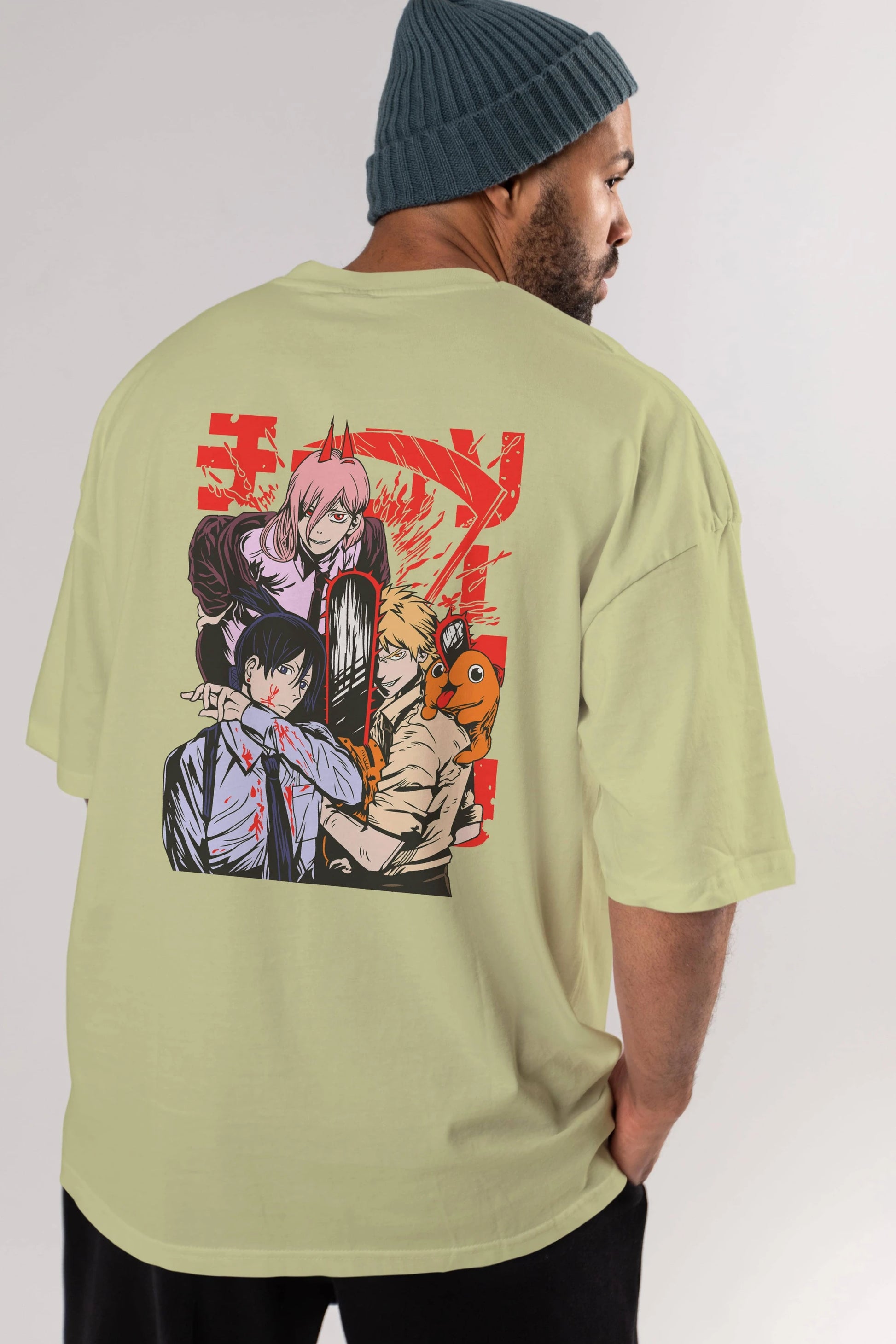 CHAINSAWMAN CREW Anime Arka Baskılı Oversize t-shirt Erkek Kadın Unisex