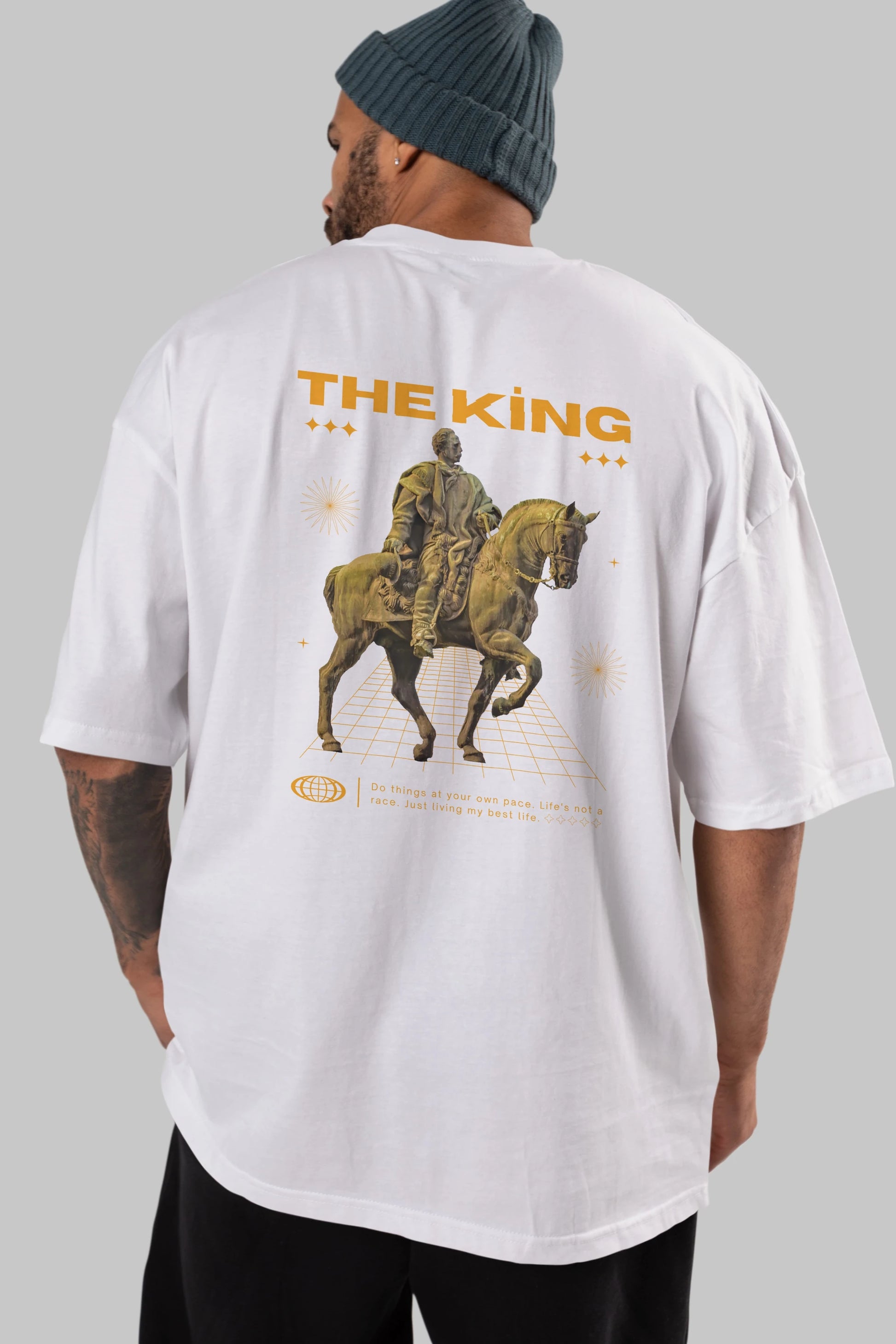 The King Yazılı Arka Baskılı Oversize t-shirt Erkek Kadın Unisex
