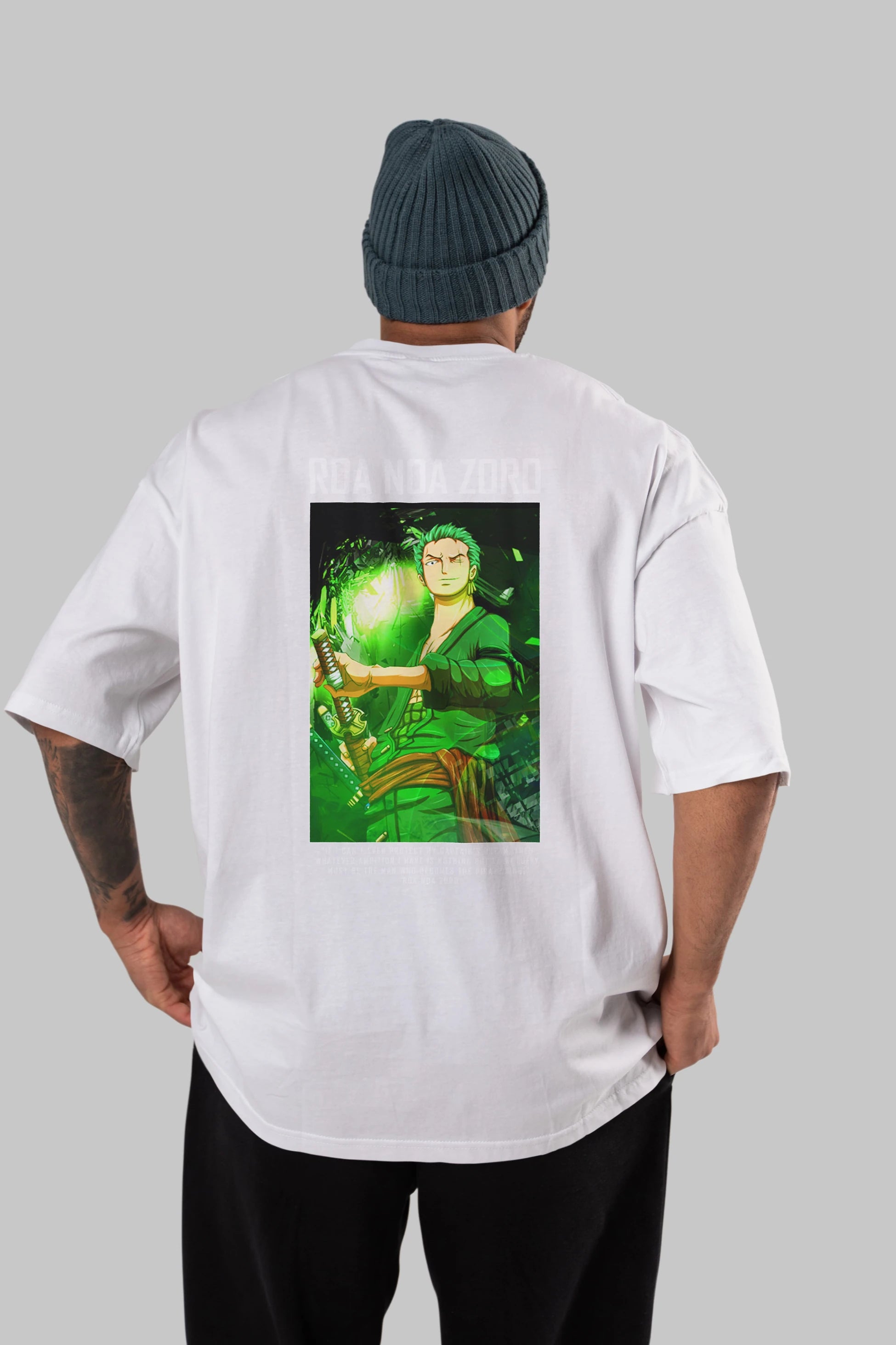 Roronoa Zoro 5 Anime Arka Baskılı Oversize t-shirt Erkek Kadın Unisex %100 pamuk tişort
