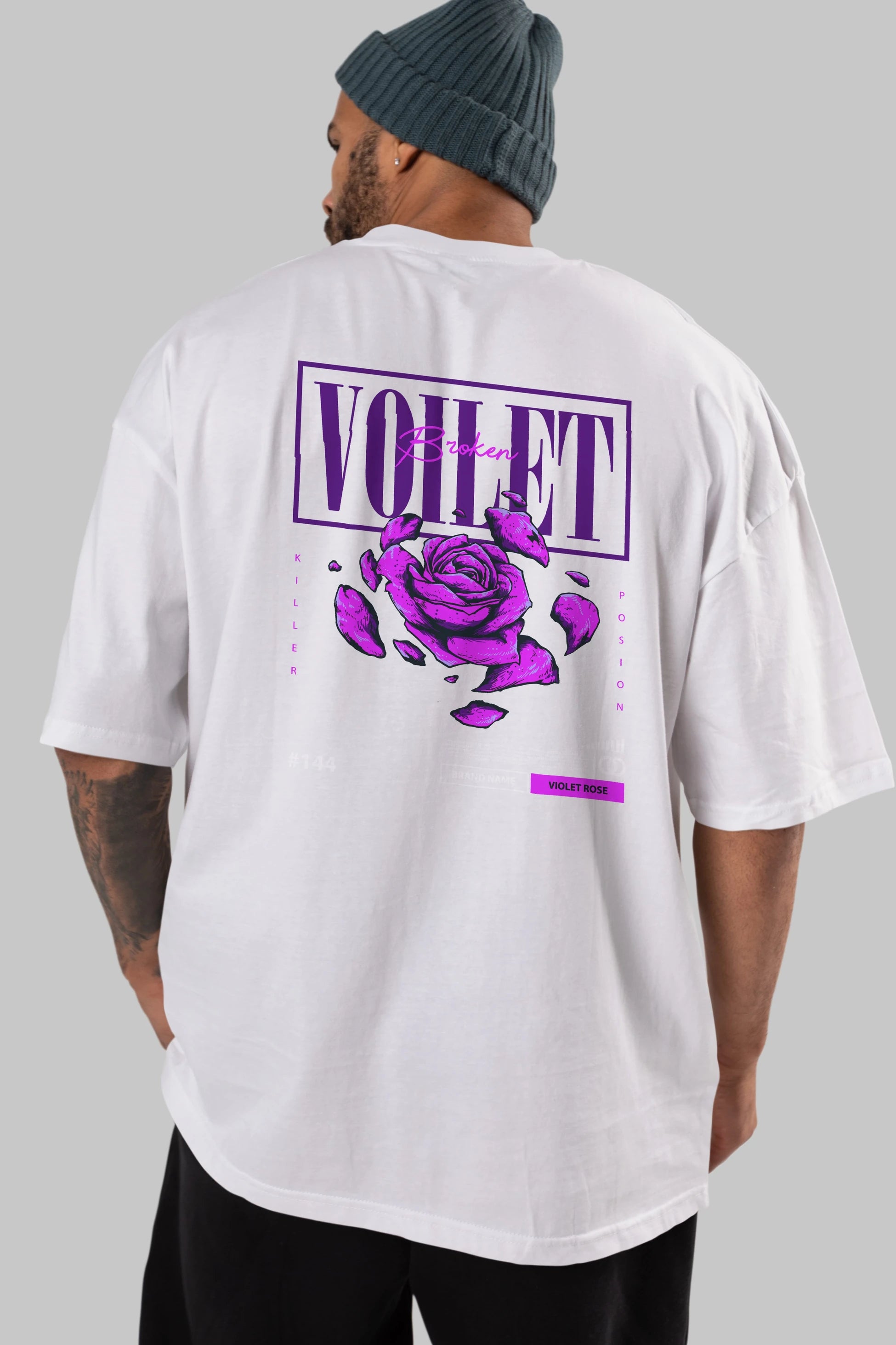 Voilet Broken Arka Baskılı Oversize t-shirt Erkek Kadın Unisex