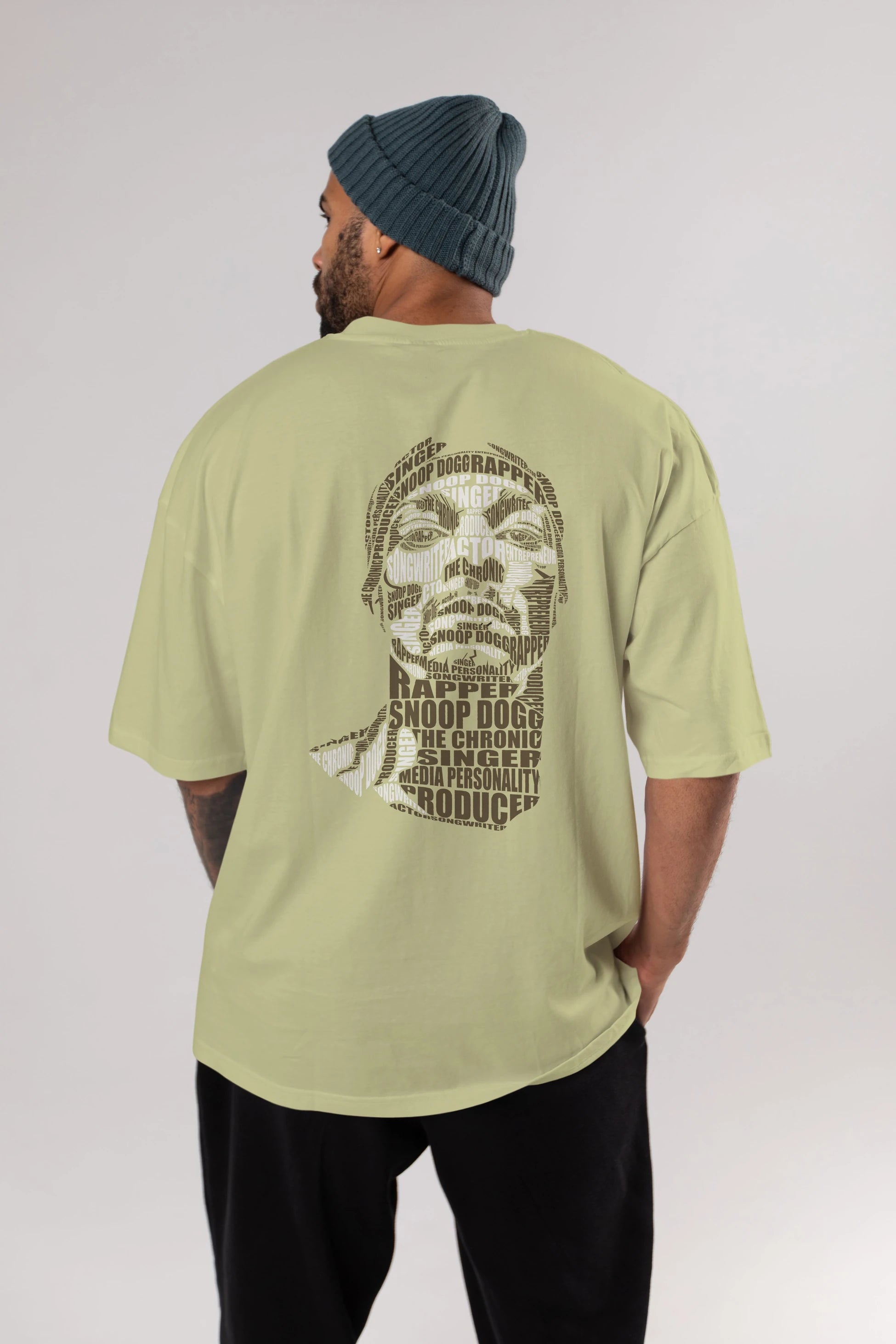 Snoop Dogg Calligram Arka Baskılı Oversize t-shirt %100 pamuk Erkek Kadın Unisex