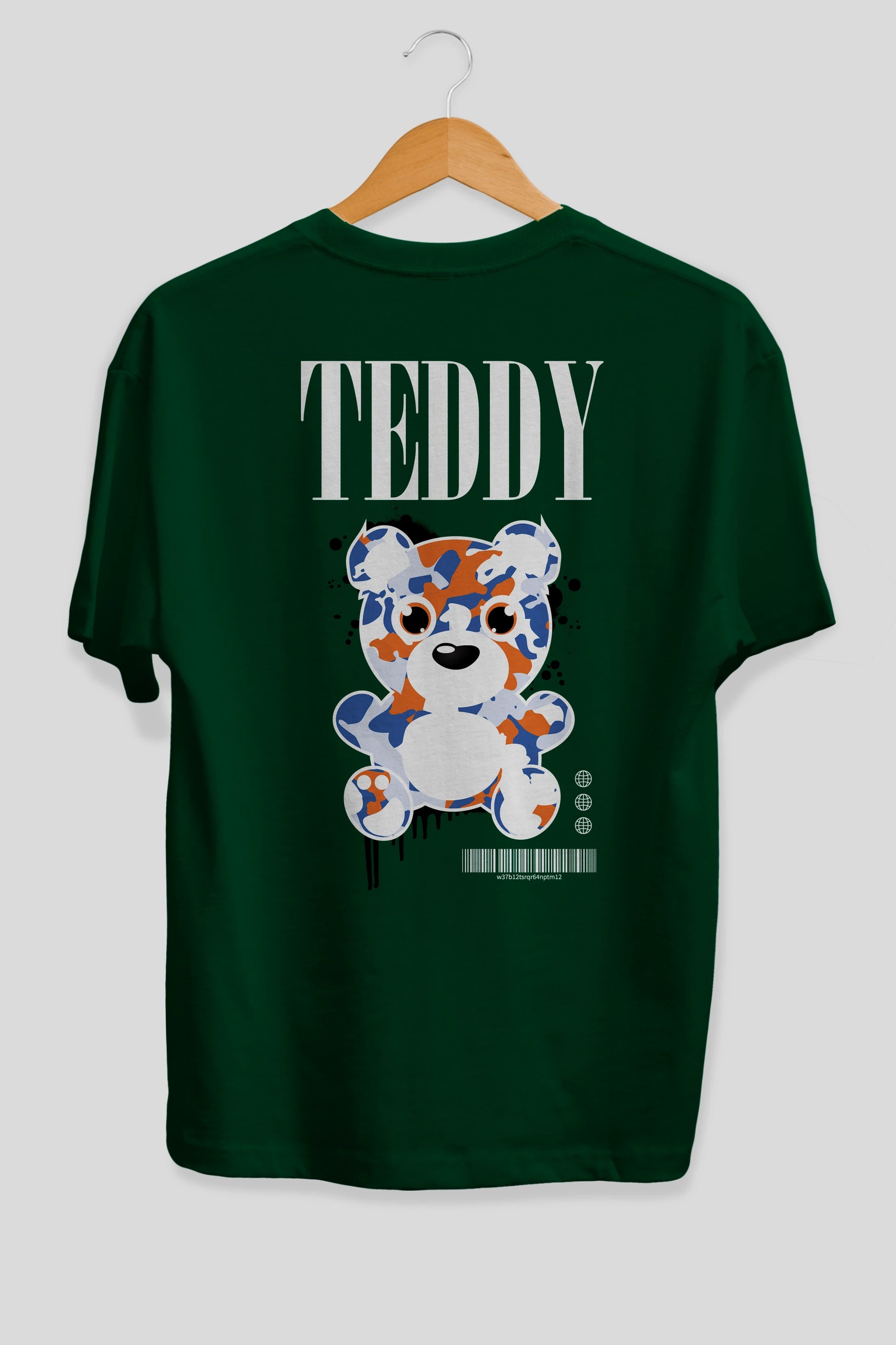 Teddy Bear Streetwear Arka Baskılı Oversize t-shirt Erkek Kadın Unisex