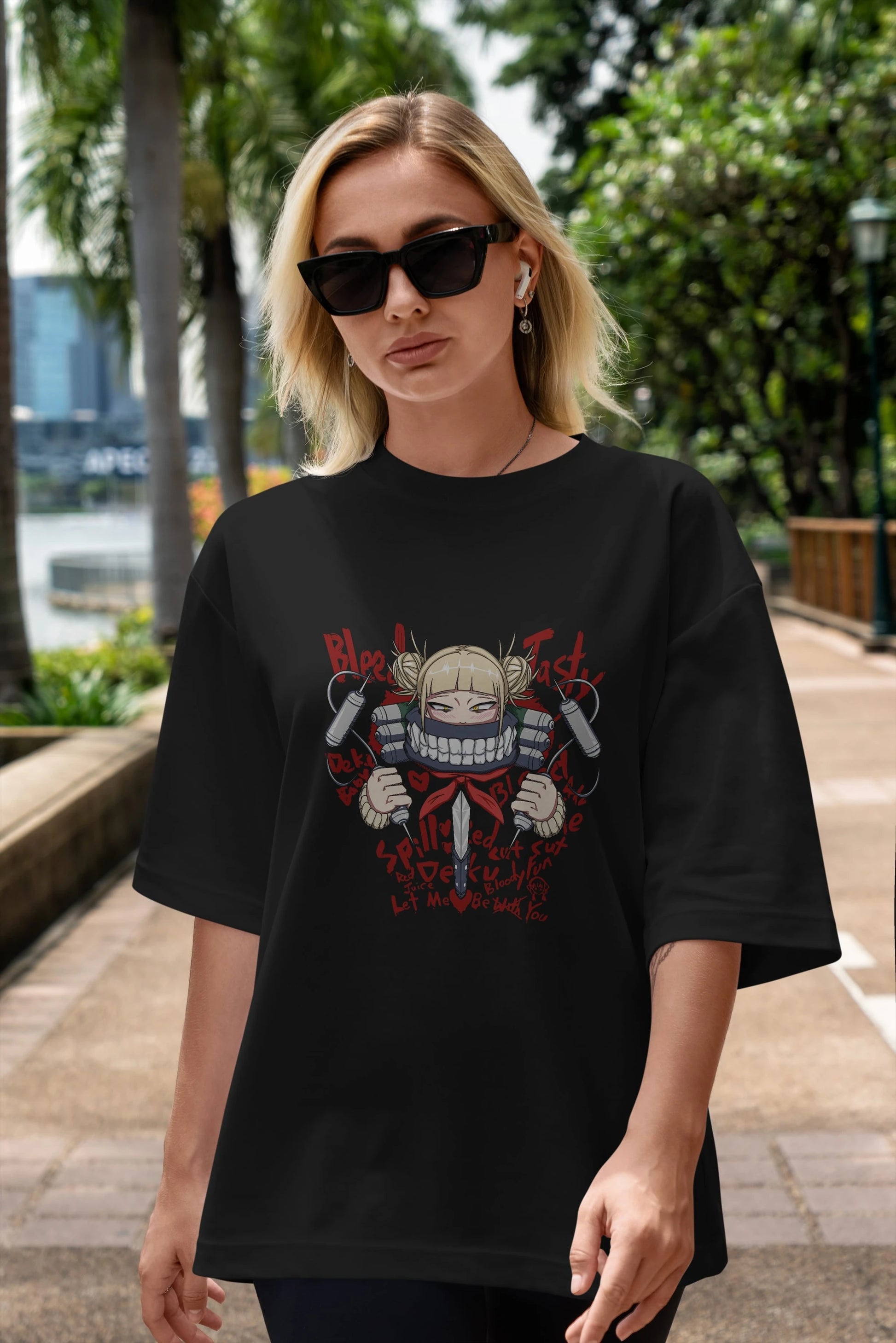 Himiko Toga 1 Anime Ön Baskılı Oversize t-shirt %100 pamuk Erkek Kadın Unisex