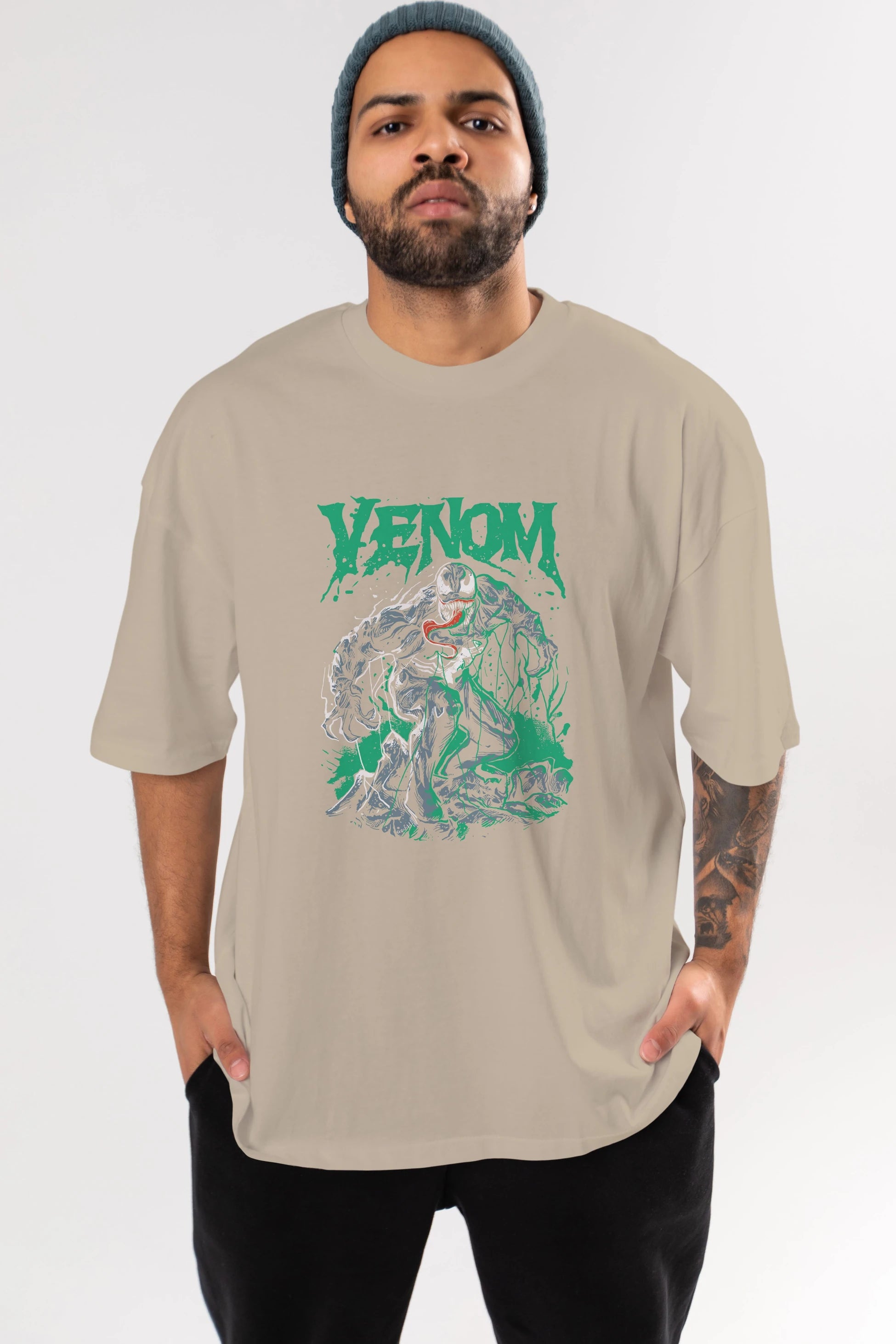 Venom (3) Ön Baskılı Oversize t-shirt Erkek Kadın Unisex %100 Pamuk Bisiklet Yaka tişort