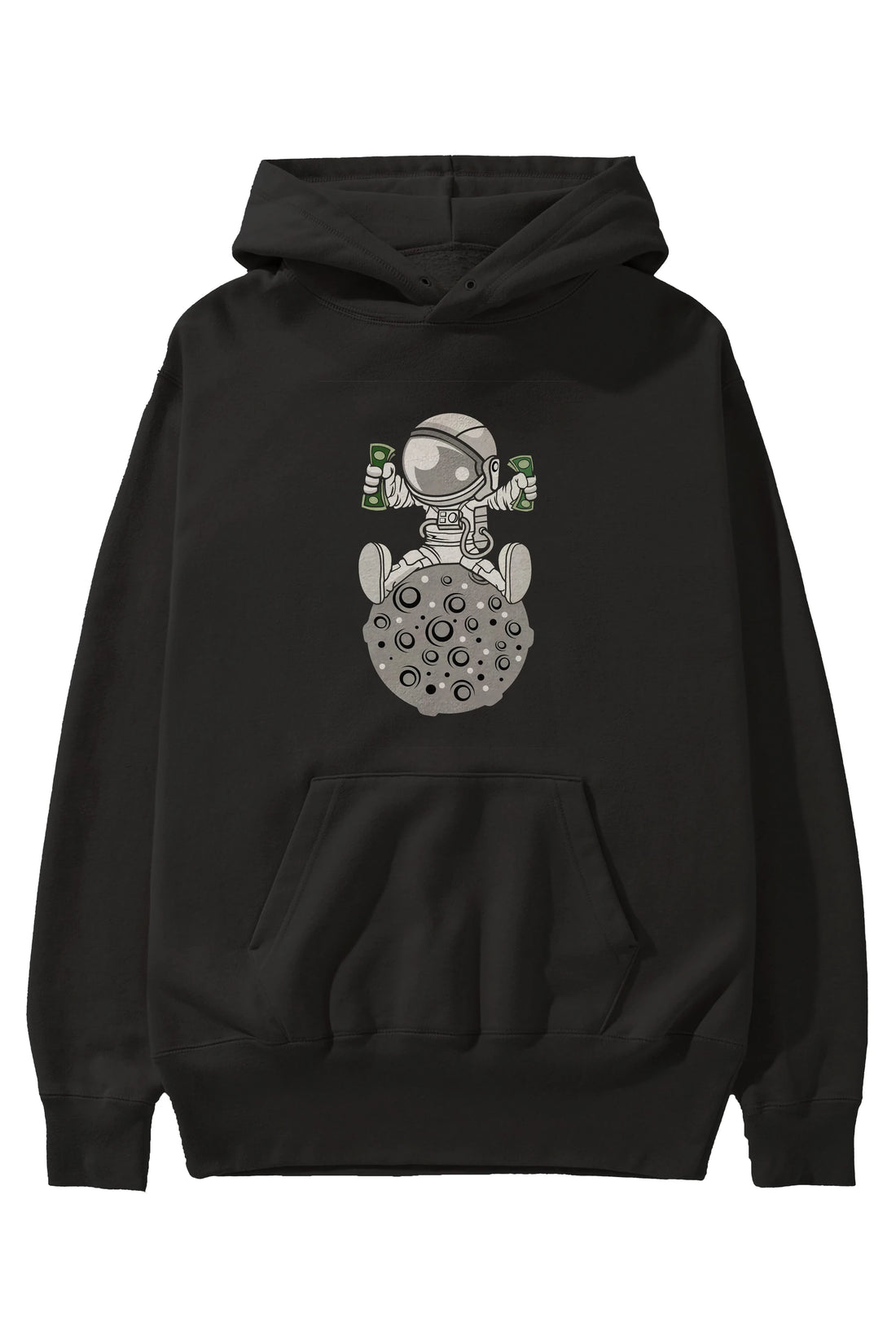 Astronaut Dollar Ön Baskılı Hoodie Oversize Kapüşonlu Sweatshirt Erkek Kadın Unisex
