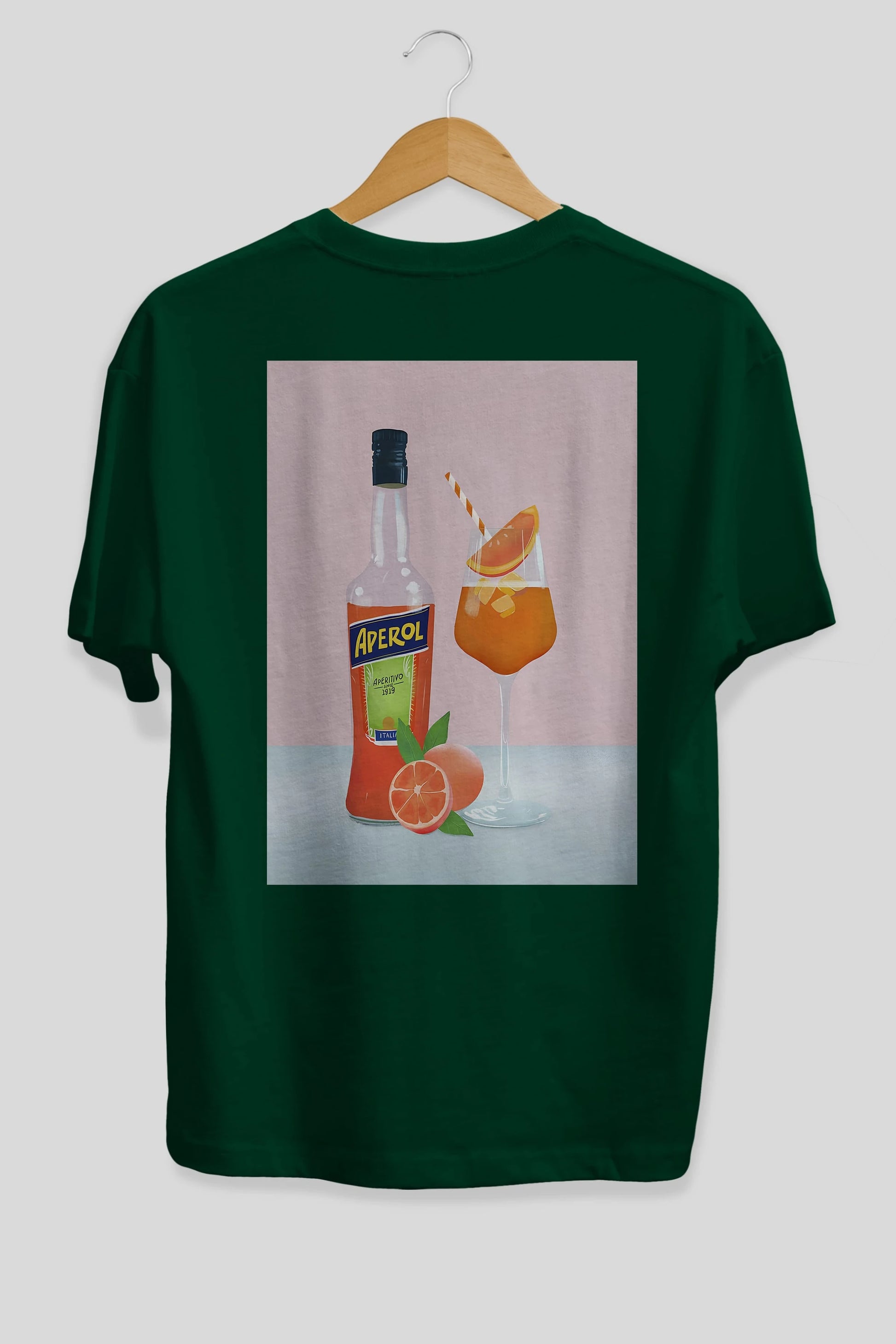 Aperol Spritz 3 Arka Baskılı Oversize t-shirt Erkek Kadın Unisex %100 Pamuk Bisiklet Yaka tişort