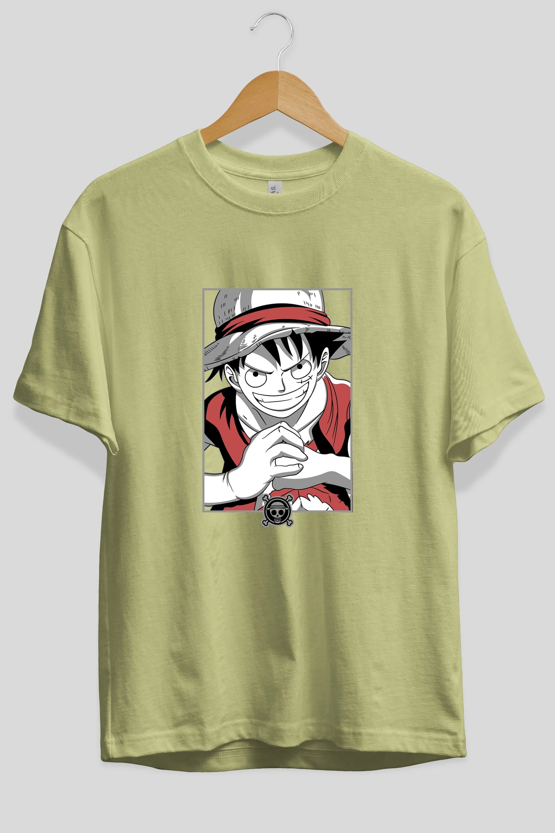 LUFF D. MONKEY OnePiece Anime Ön Baskılı Oversize t-shirt %100 pamuk Erkek Kadın Unisex