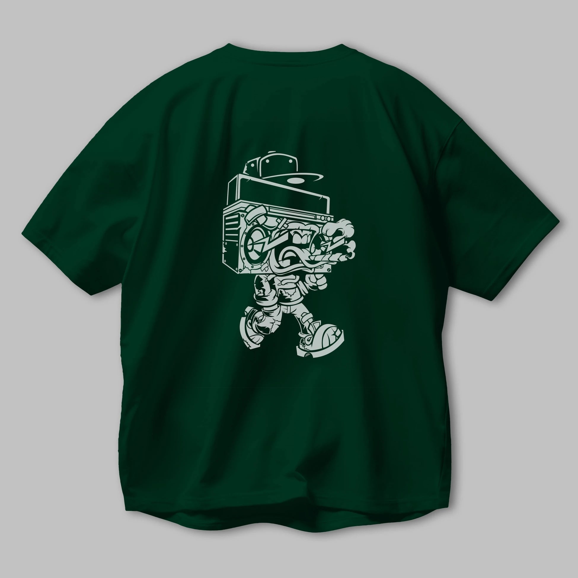 Boombox Arka Baskılı Oversize t-shirt Erkek Kadın Unisex %100 Pamuk tişort