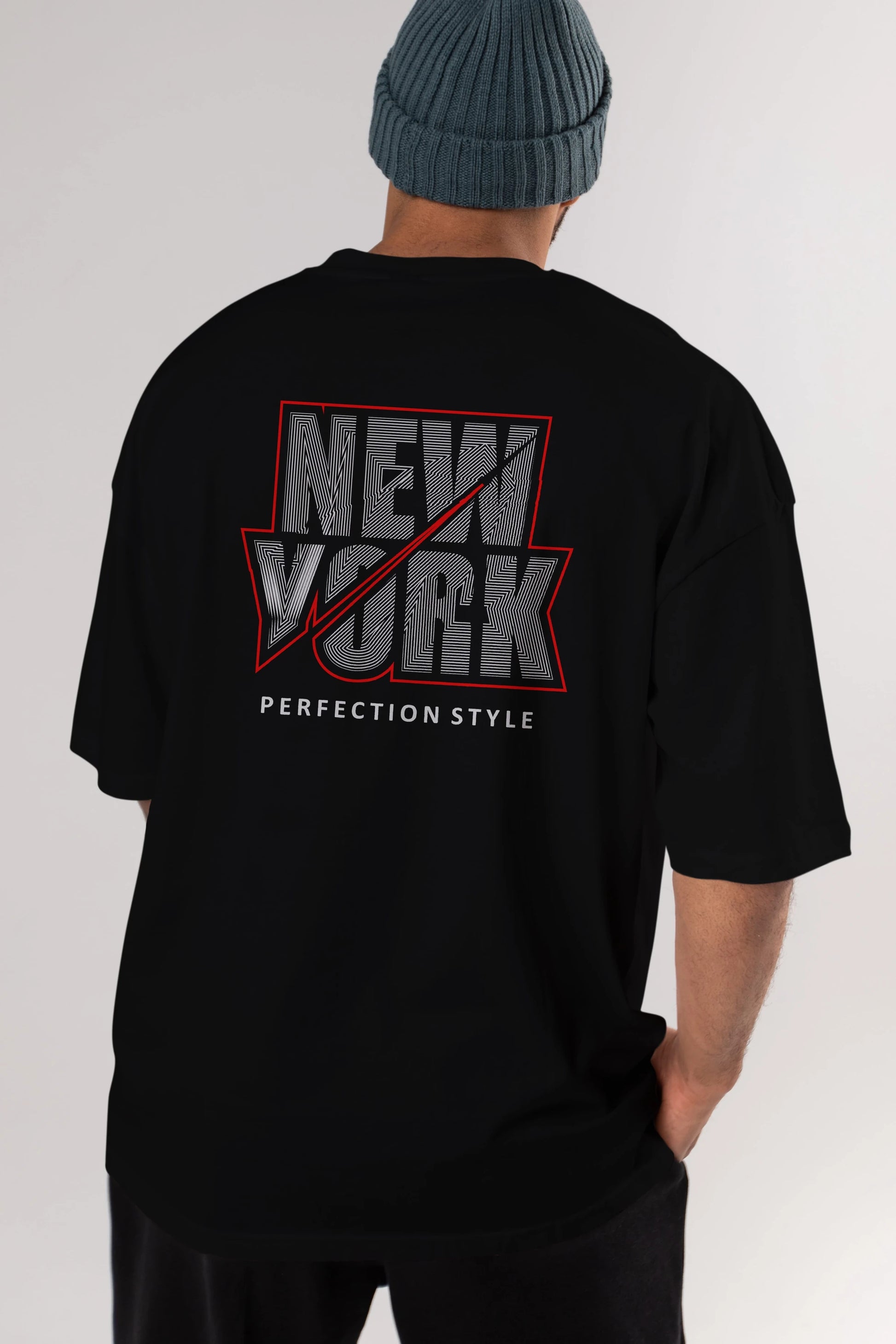 New York Perfection Style Arka Baskılı Oversize t-shirt Erkek Kadın Unisex