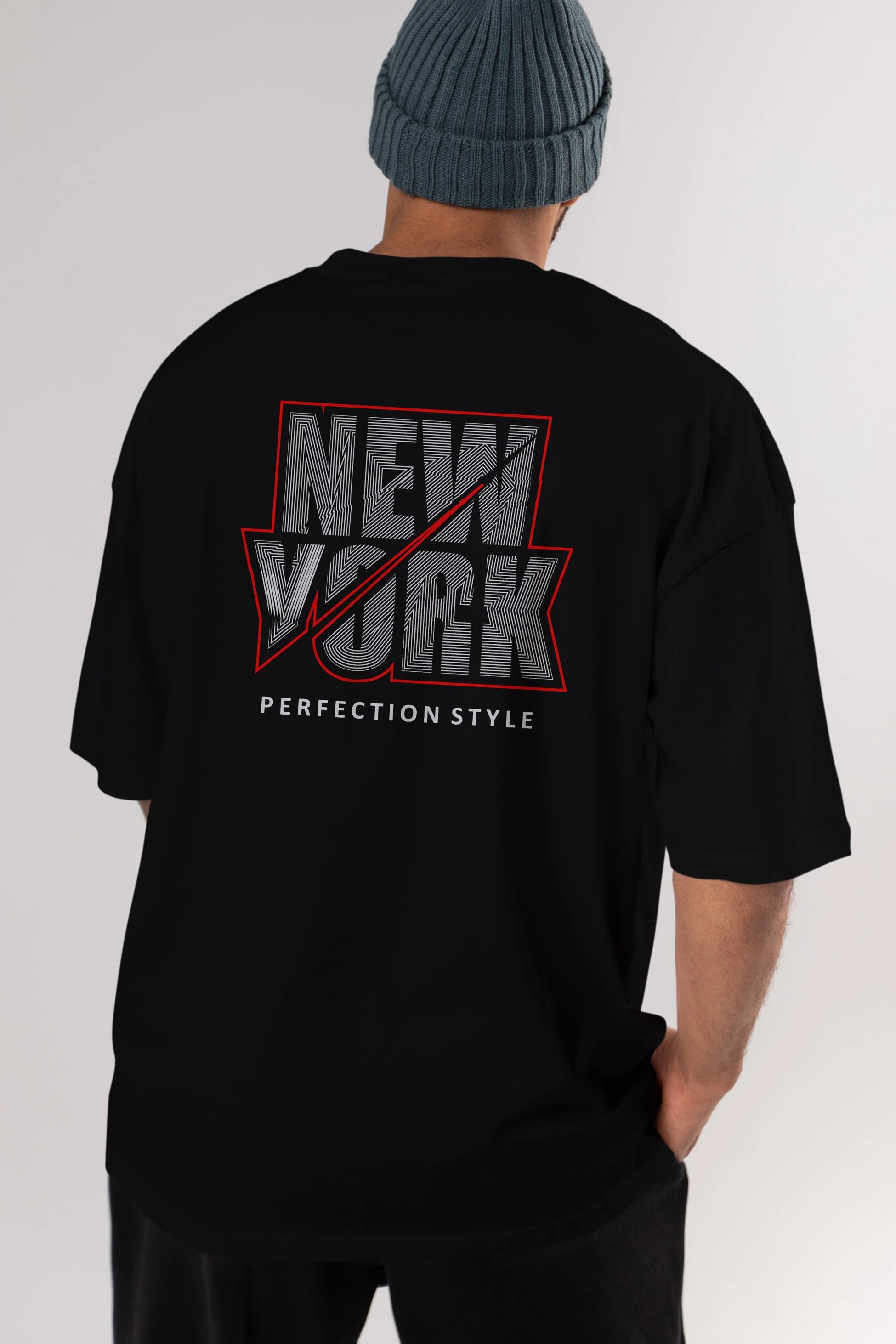 New York Perfection Style Arka Baskılı Oversize t-shirt Erkek Kadın Unisex