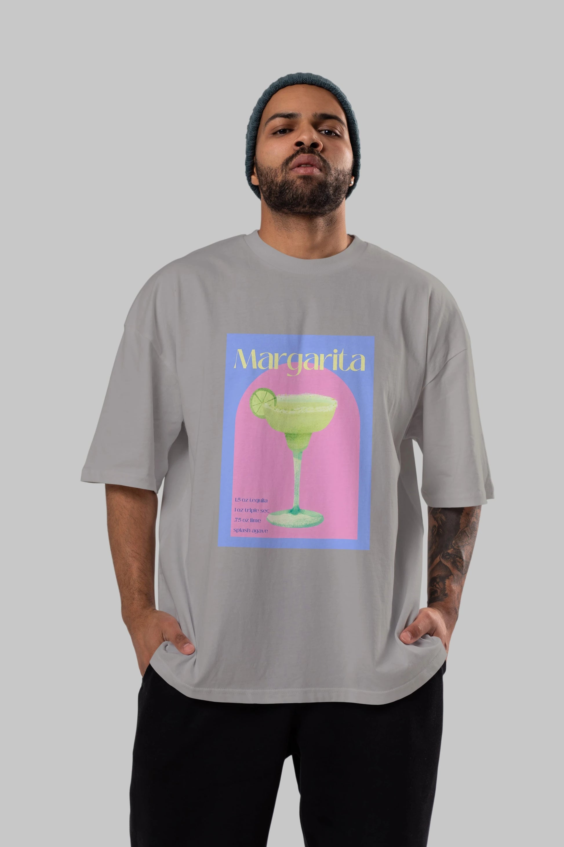 Margarita 6 Ön Baskılı Oversize t-shirt Erkek Kadın Unisex %100 Pamuk Bisiklet Yaka tişort