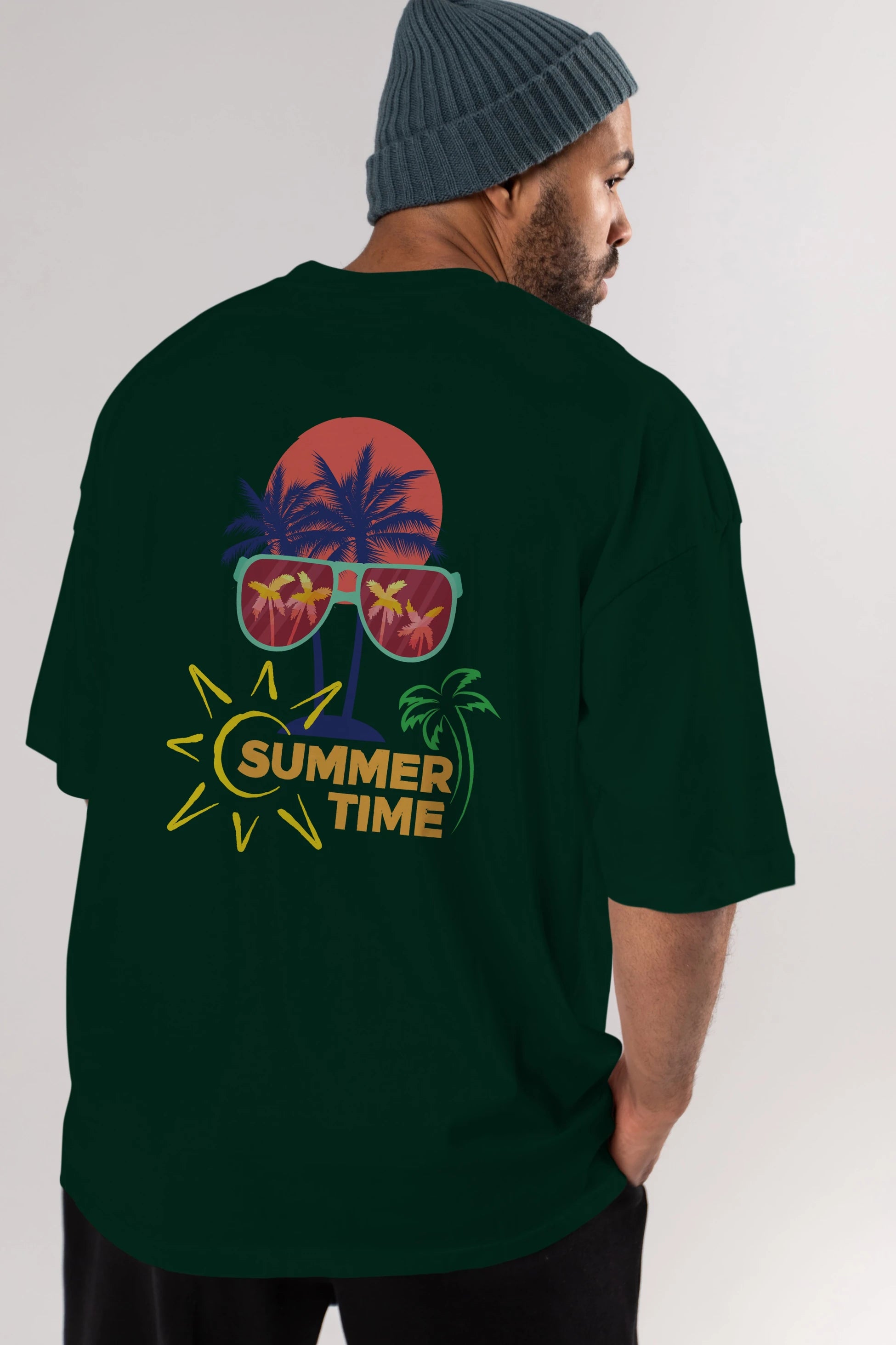 Summer Time Yazılı Arka Baskılı Oversize t-shirt Erkek Kadın Unisex