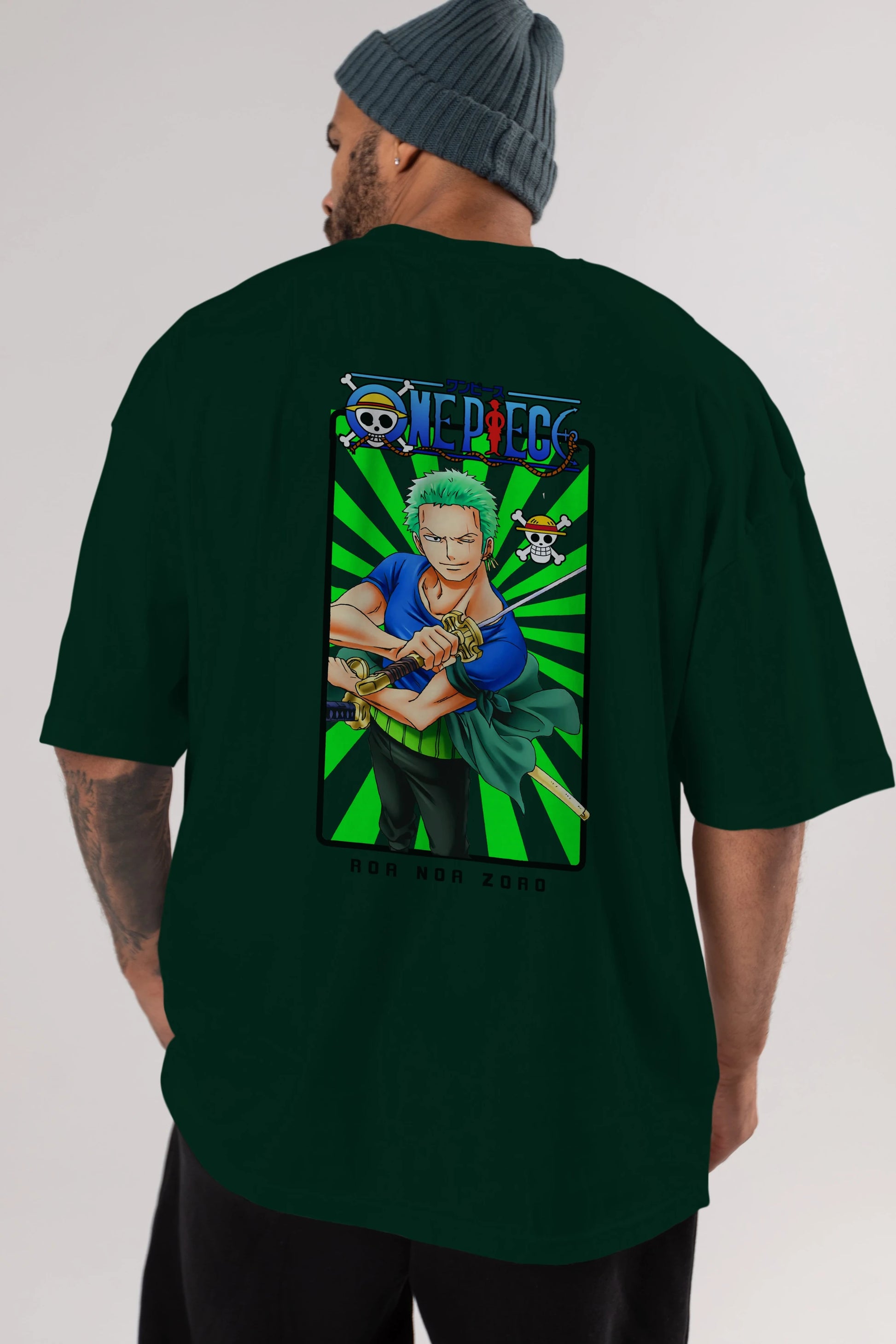 Roronoa Zoro 6 Anime Arka Baskılı Oversize t-shirt Erkek Kadın Unisex %100 pamuk tişort
