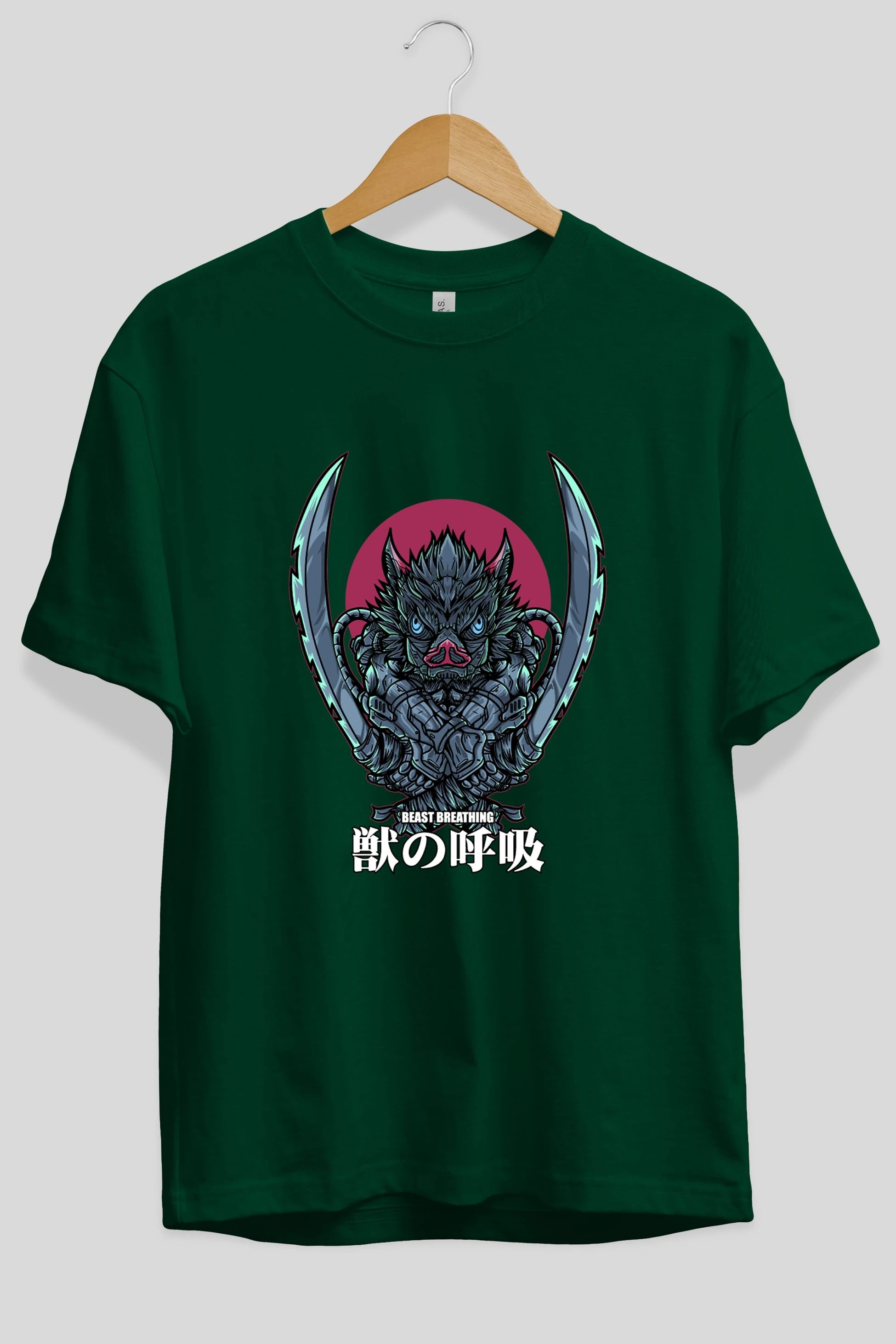 Inosuke DEMON SLAYER Anime Ön Baskılı Oversize t-shirt %100 pamuk Erkek Kadın Unisex