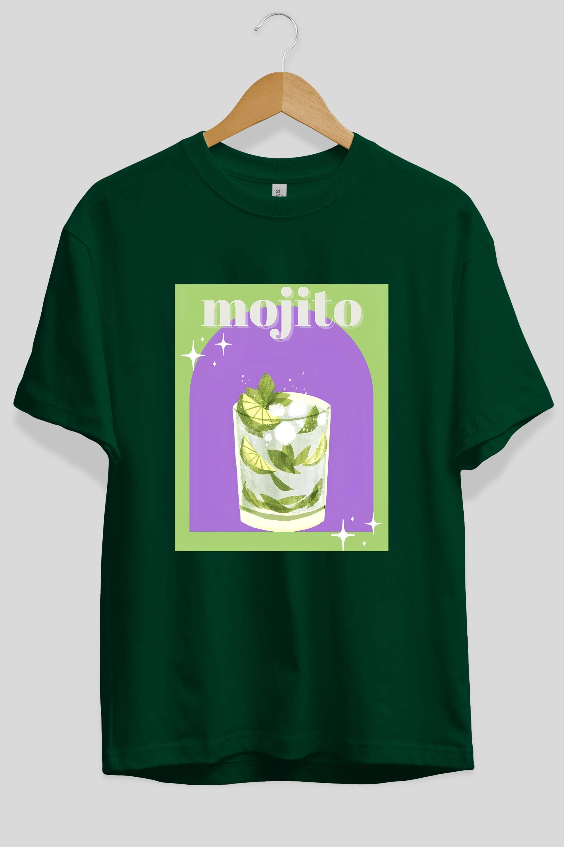 Mojito 3 Ön Baskılı Oversize t-shirt Erkek Kadın Unisex %100 Pamuk Bisiklet Yaka tişort