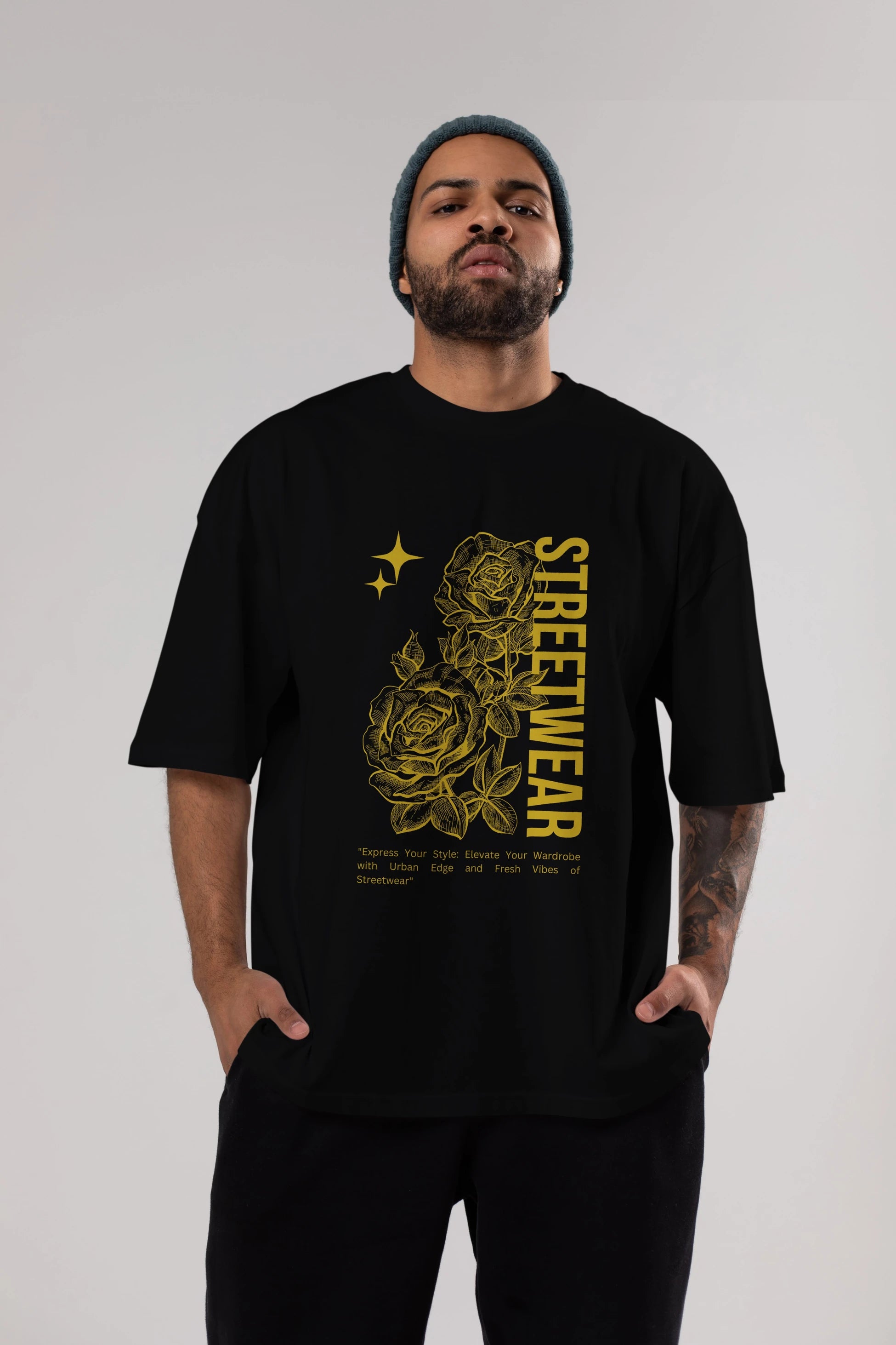 Minimalist Streetwear Ön Baskılı Oversize t-shirt Erkek Kadın Unisex