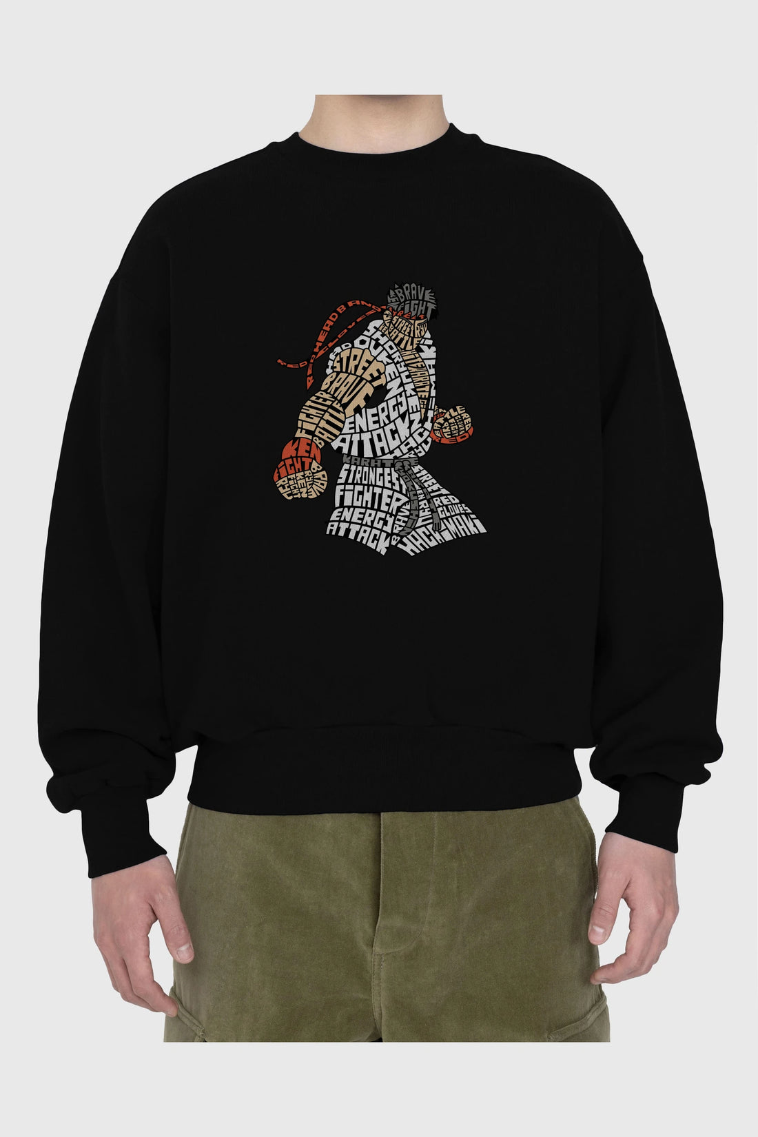 Hadouken Ön Baskılı Oversize Sweatshirt Erkek Kadın Unisex