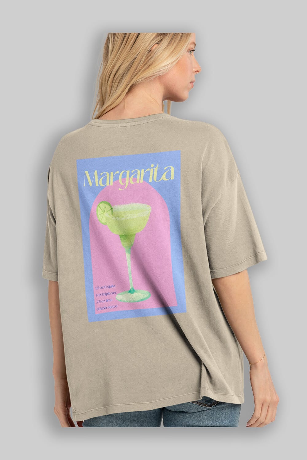 Margarita 6 Arka Baskılı Oversize t-shirt Erkek Kadın Unisex %100 Pamuk Bisiklet Yaka tişort
