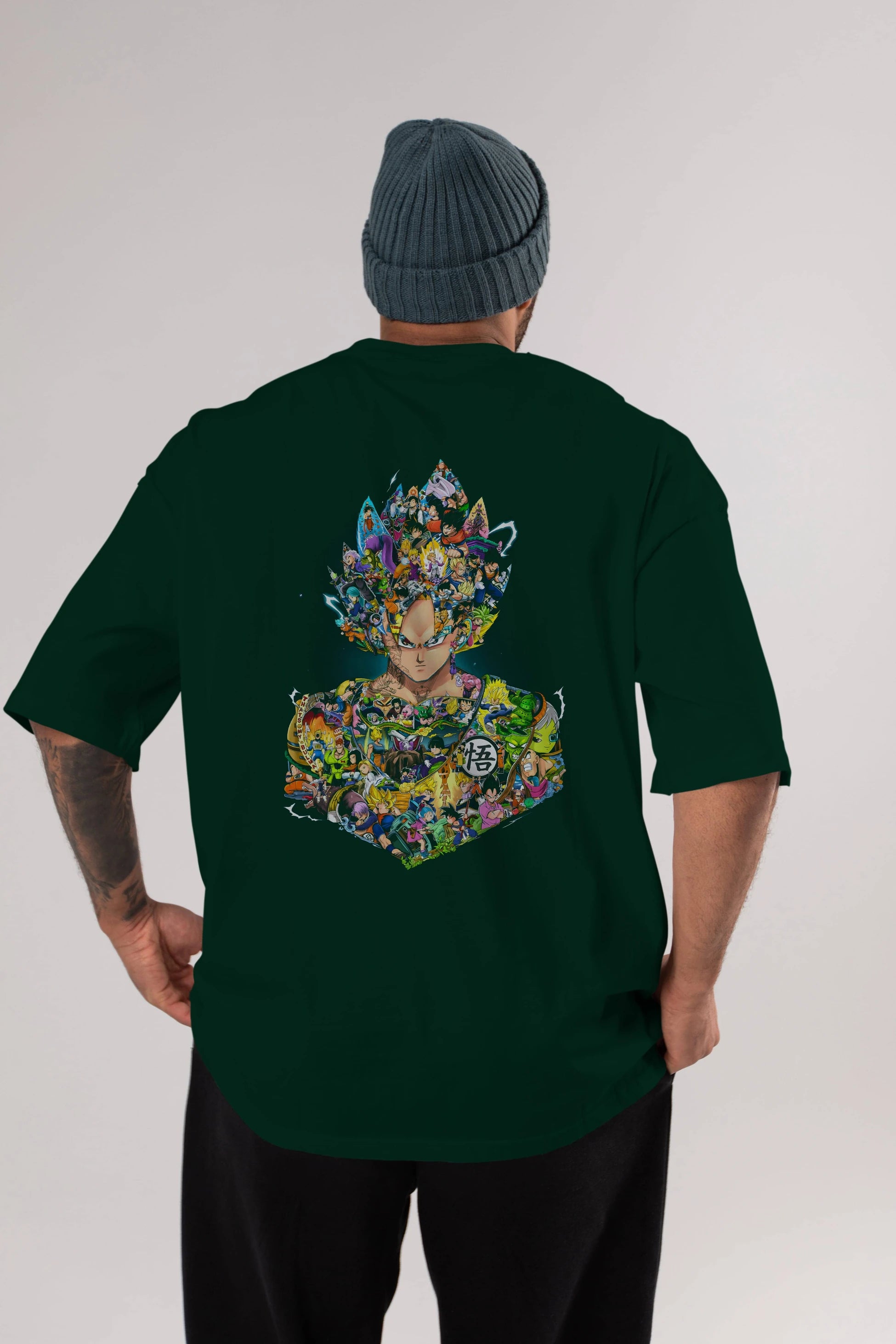DRAGON BALL ART Anime Arka Baskılı Oversize t-shirt Erkek Kadın Unisex