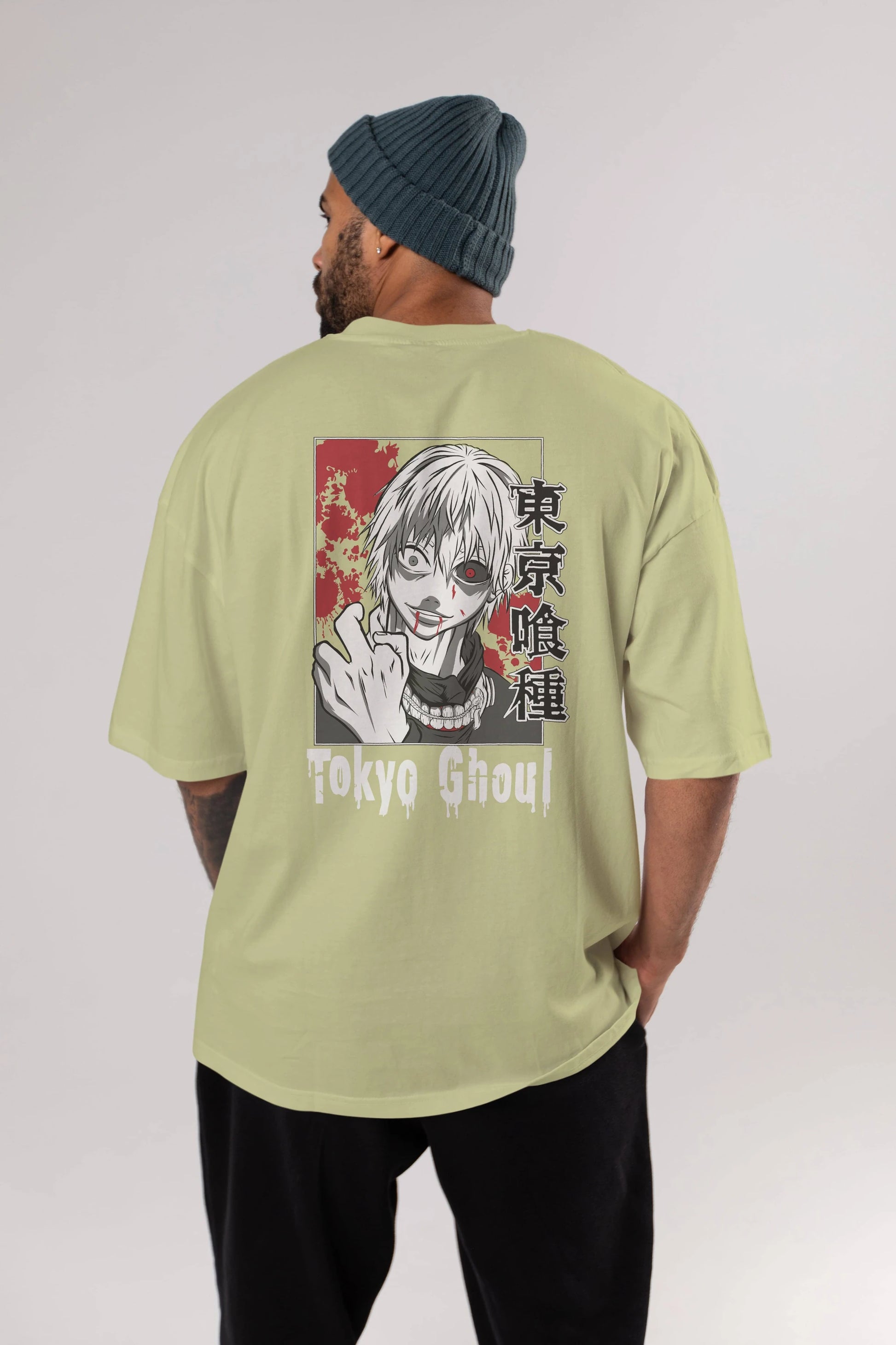 Kaneki Ken TOKYO GHOUL Anime Arka Baskılı Oversize t-shirt Erkek Kadın Unisex