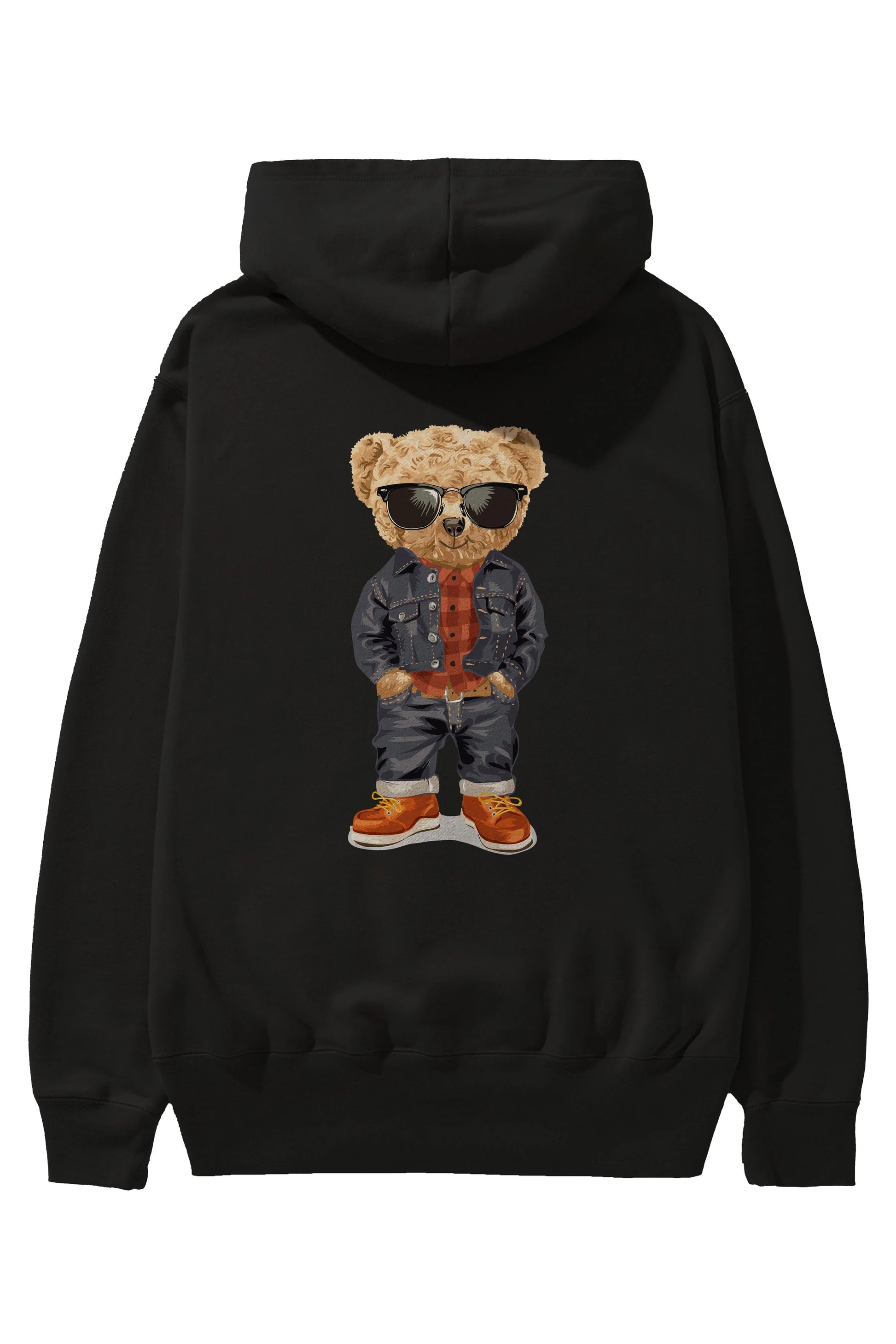 Teddy Bear Tarz Arka Baskılı Hoodie Oversize Kapüşonlu Sweatshirt Erkek Kadın Unisex