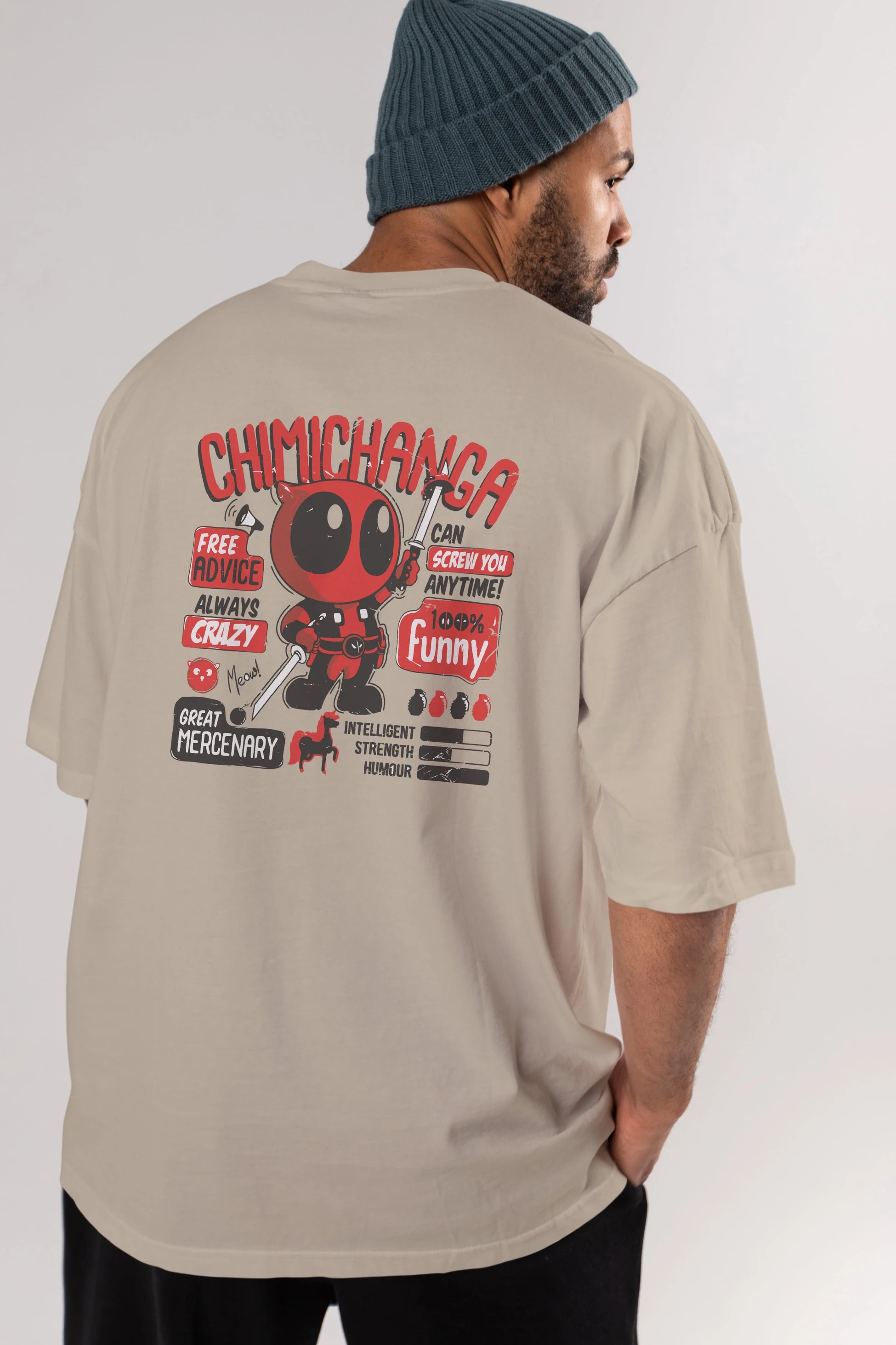 Deadpool (9) Arka Baskılı Oversize t-shirt Erkek Kadın Unisex %100 Pamuk Bisiklet Yaka tişort