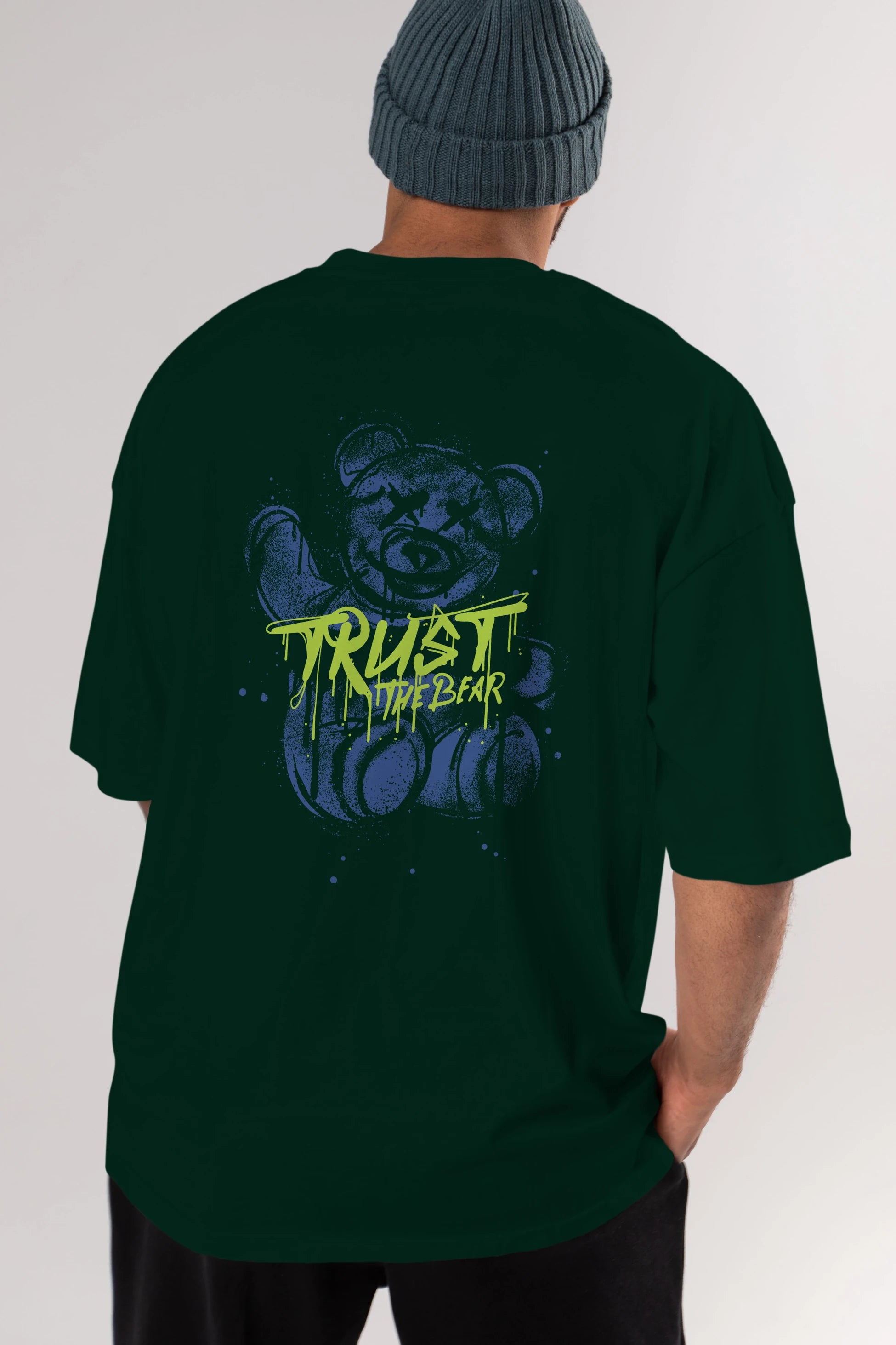 Trust The Bear 4 Arka Baskılı Oversize t-shirt Erkek Kadın Unisex
