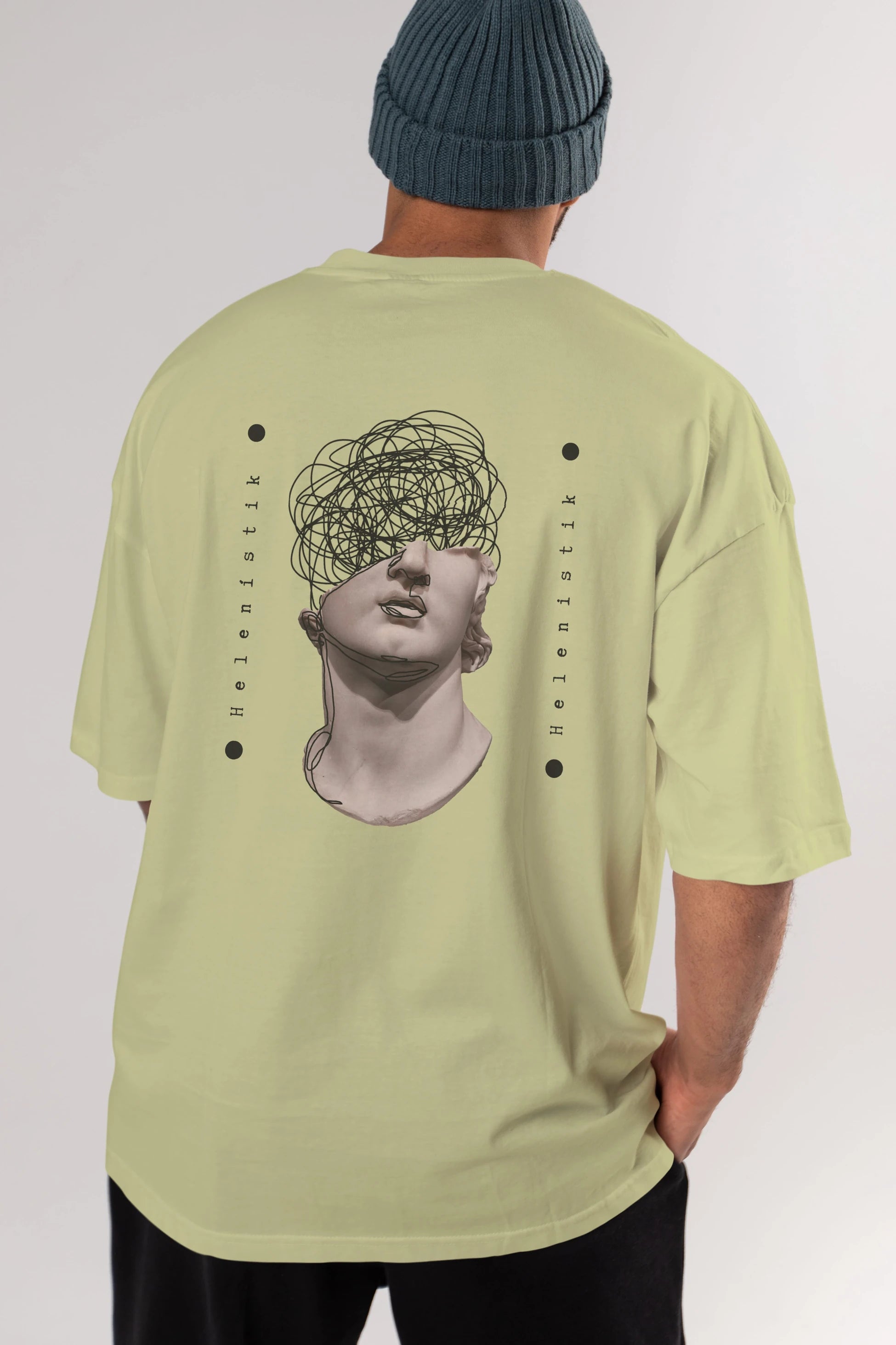 Heykel 2 Arka Baskılı Oversize t-shirt Erkek Kadın Unisex