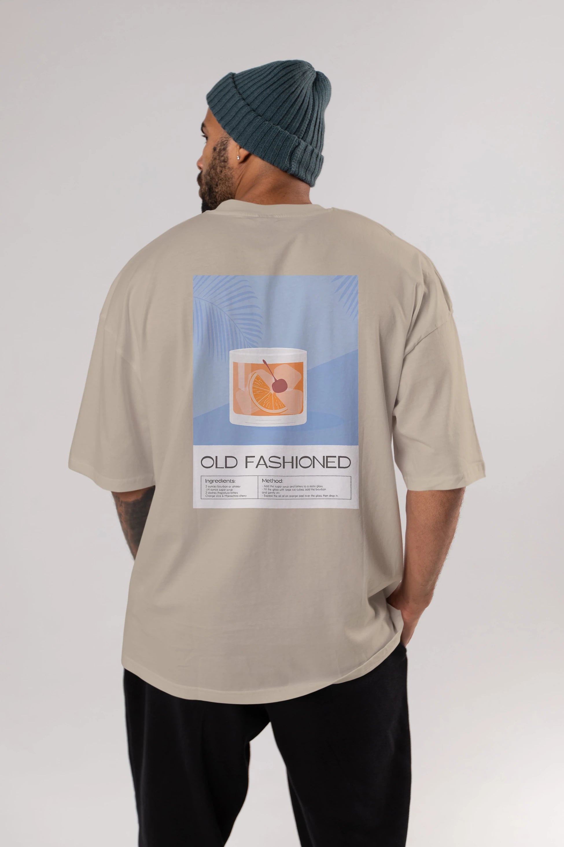 Old Fashioned 3 Arka Baskılı Oversize t-shirt Erkek Kadın Unisex %100 Pamuk Bisiklet Yaka tişort