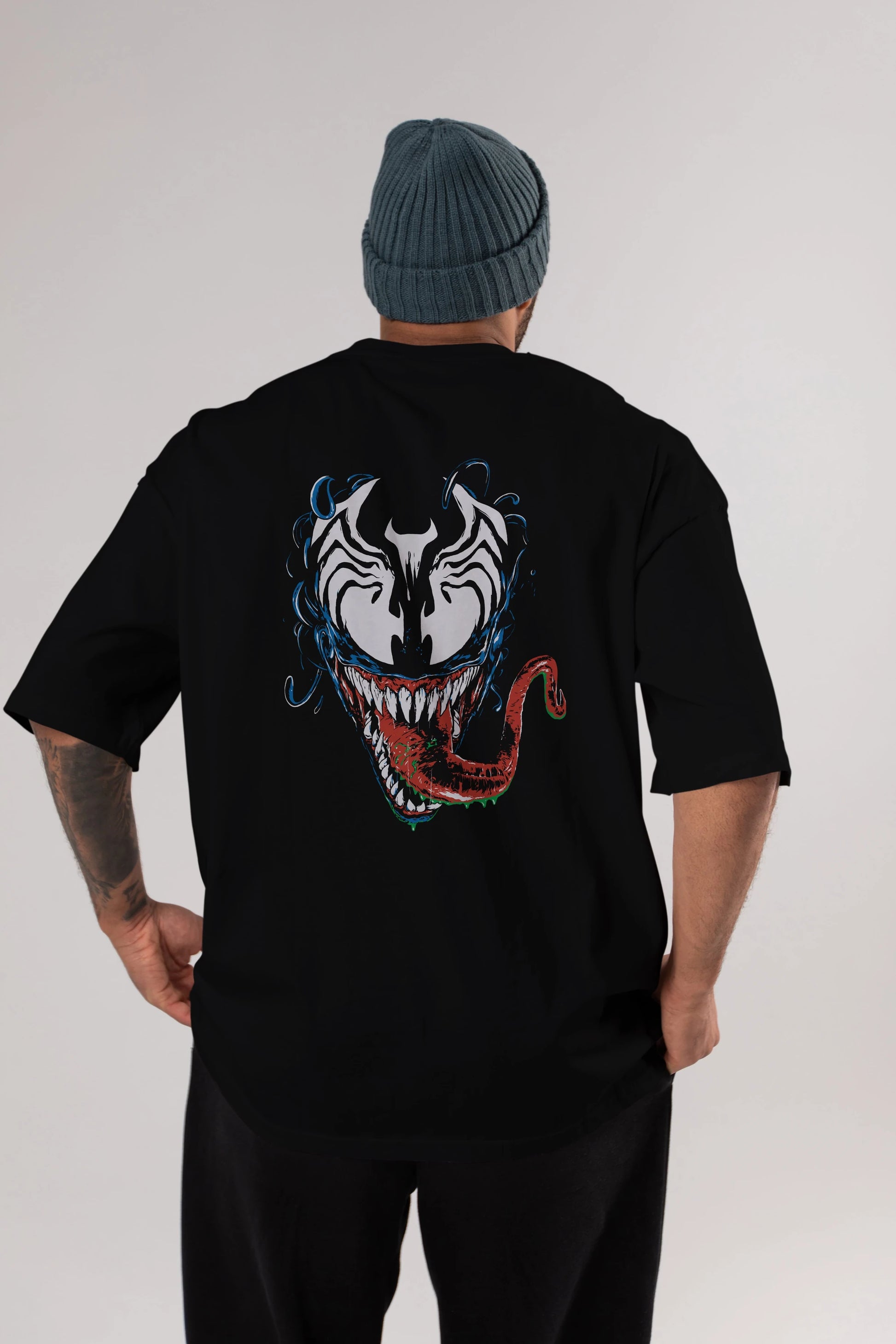 Venom (2) Arka Baskılı Oversize t-shirt Erkek Kadın Unisex %100 Pamuk Bisiklet Yaka tişort