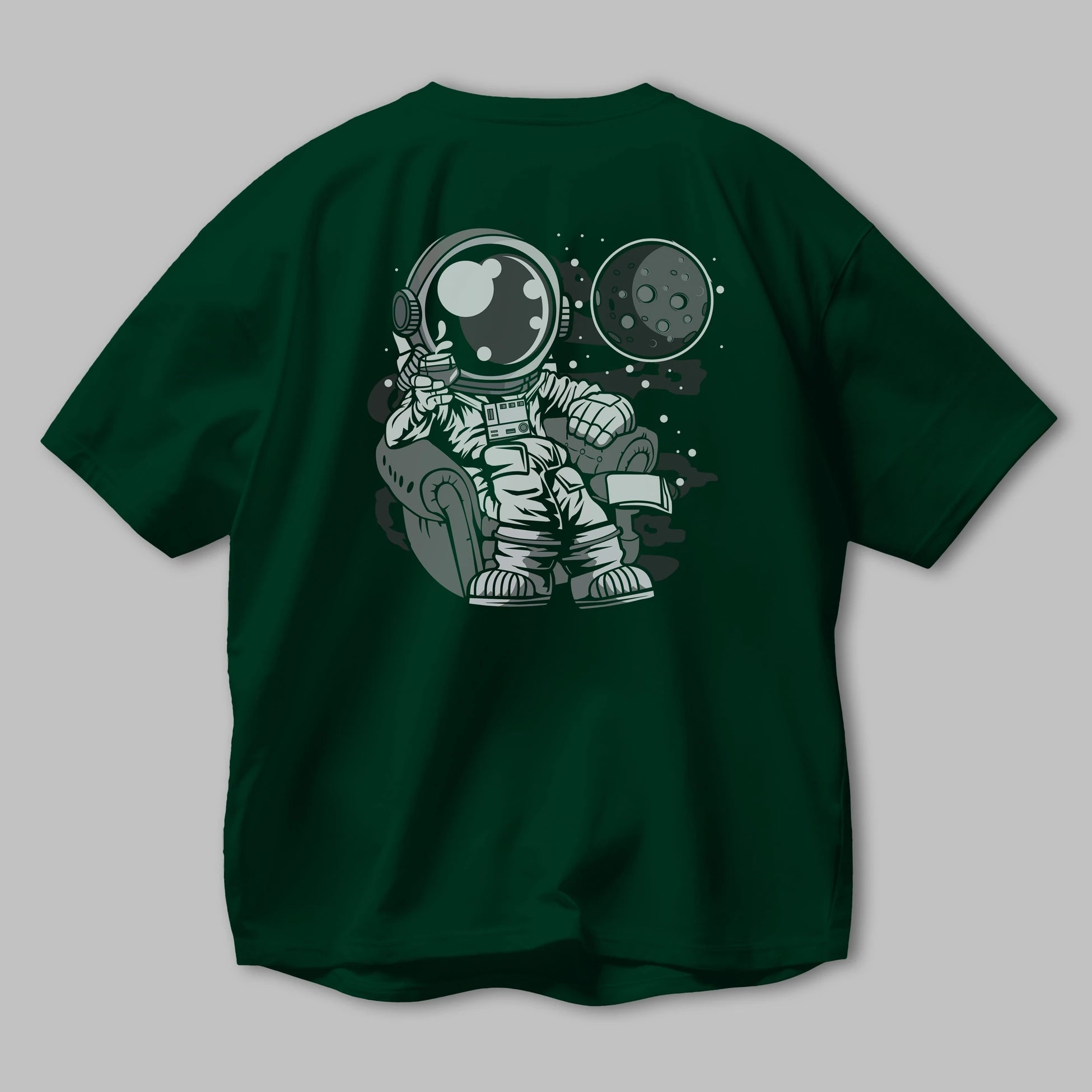 Astronaut Drinking And Relax Arka Baskılı Oversize t-shirt Erkek Kadın Unisex
