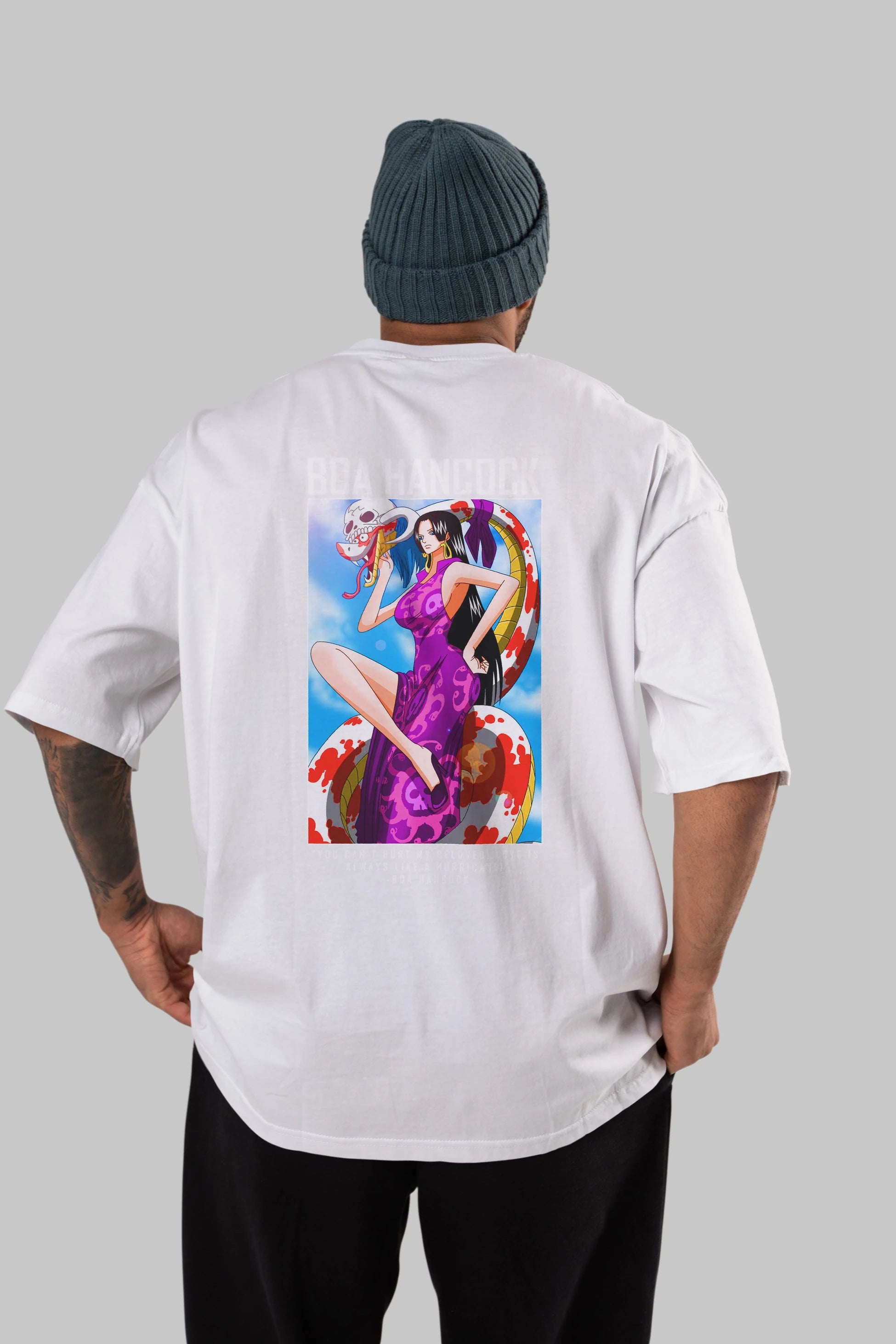 Boa Hancock Anime Arka Baskılı Oversize t-shirt Erkek Kadın Unisex %100 pamuk tişort