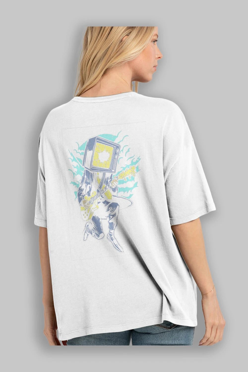 Death Rock Arka Baskılı Oversize t-shirt Erkek Kadın Unisex %100 Pamuk