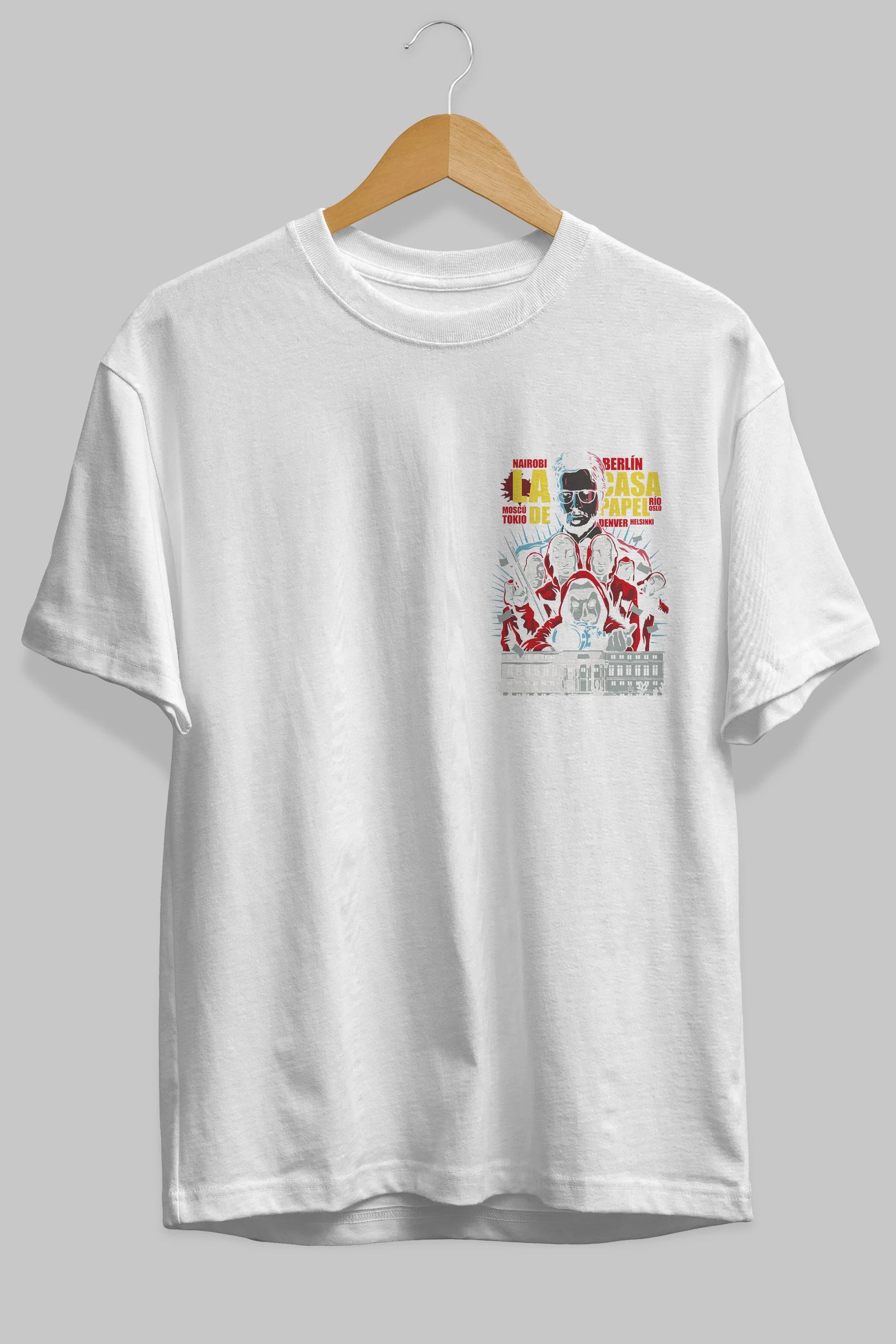 La Casa De Papel (6) Ön Sol Baskılı Oversize t-shirt Erkek Kadın Unisex %100 Pamuk Bisiklet Yaka tişort
