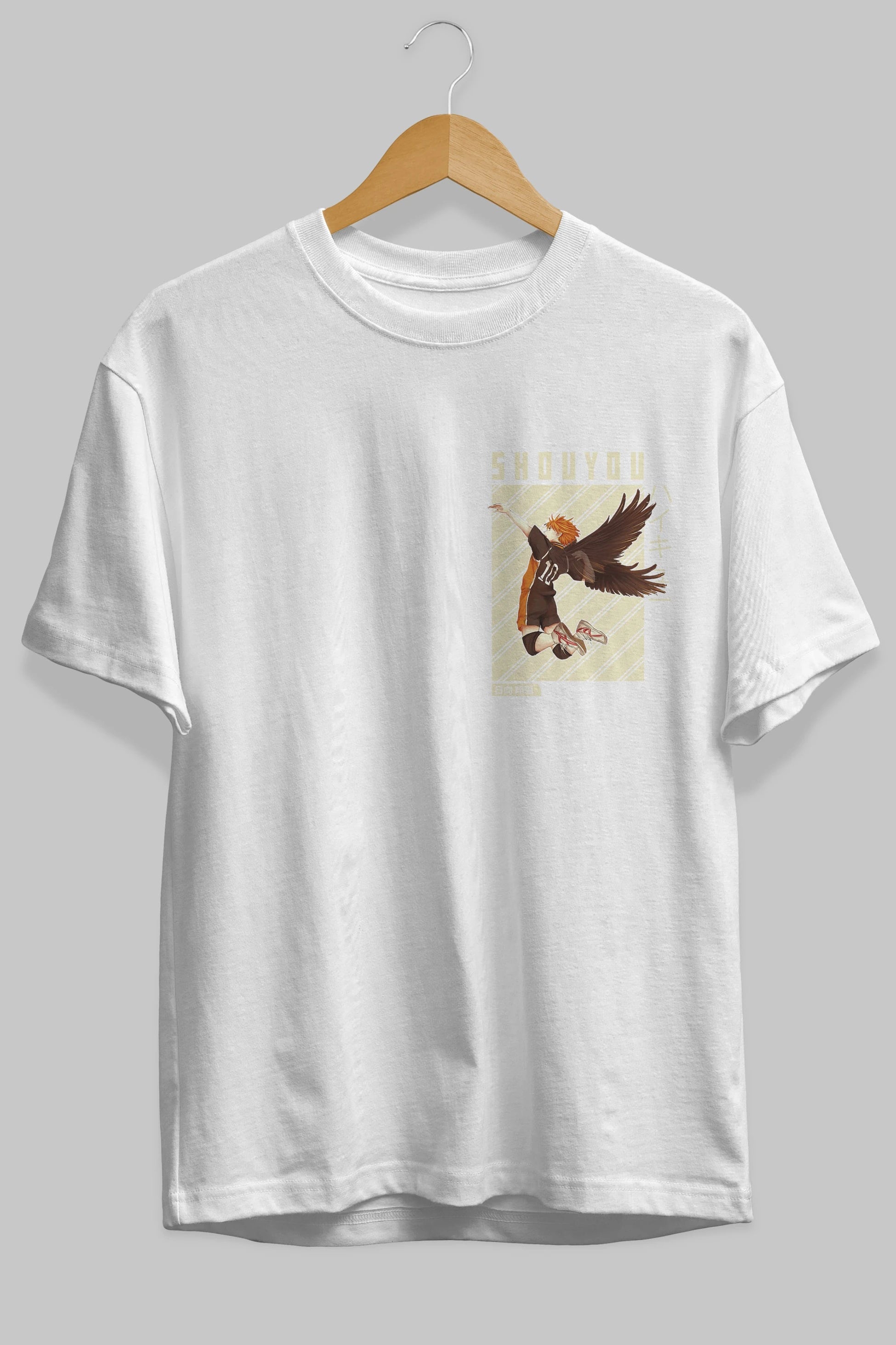 Shouyou Hinata 3 Ön Sol Baskılı Oversize t-shirt Erkek Kadın Unisex %100 Pamuk Bisiklet Yaka tişort