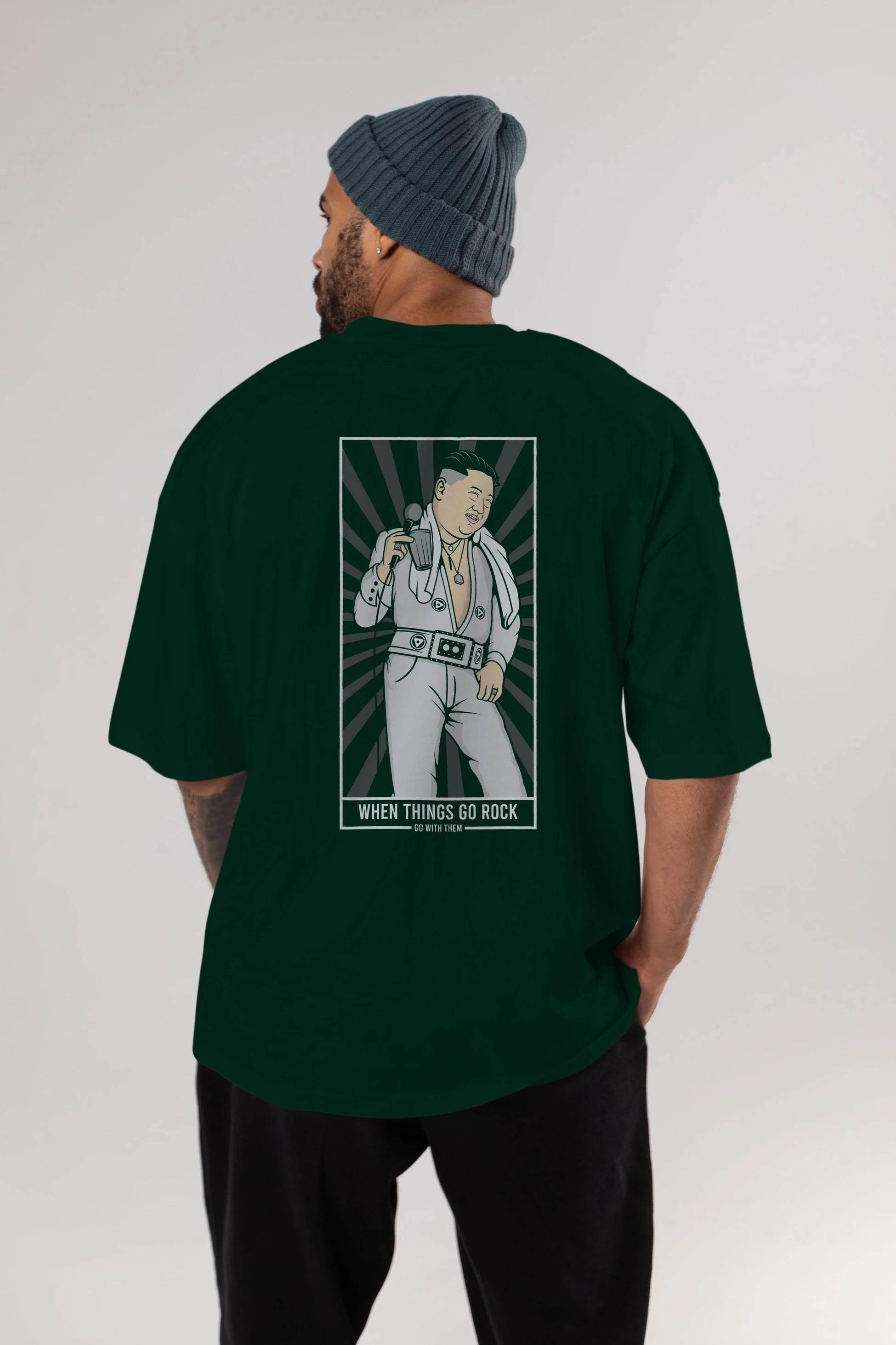 Kim Elvis Arka Baskılı Oversize t-shirt Erkek Kadın Unisex %100 Pamuk tişort