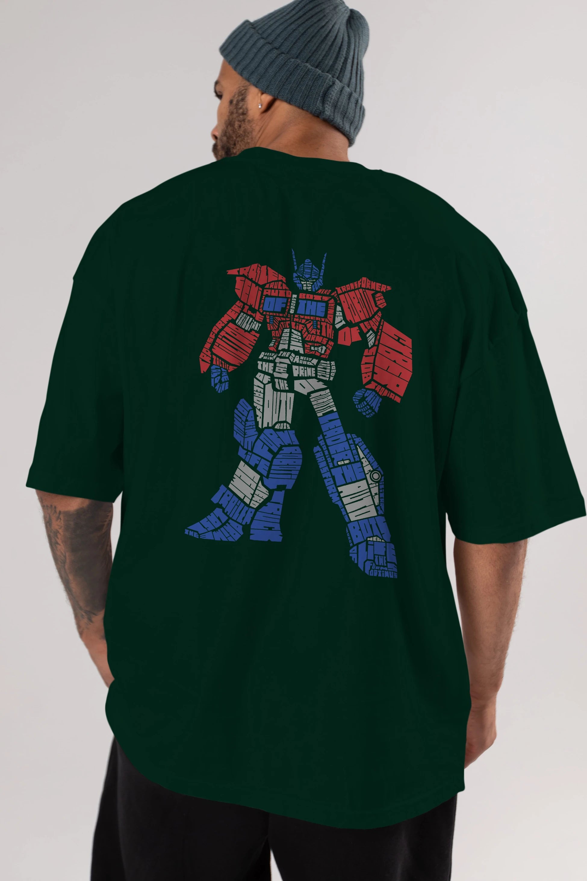 Optimus Prime Arka Baskılı Oversize t-shirt %100 pamuk Erkek Kadın Unisex