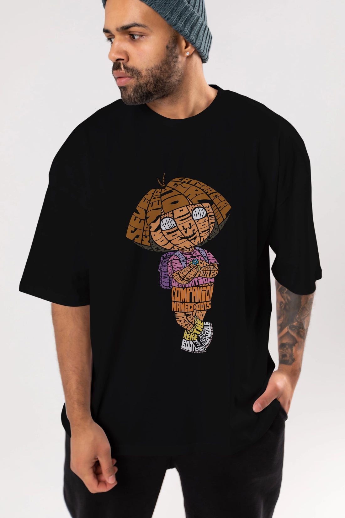 Dora Ön Baskılı Oversize t-shirt %100 pamuk Erkek Kadın Unisex